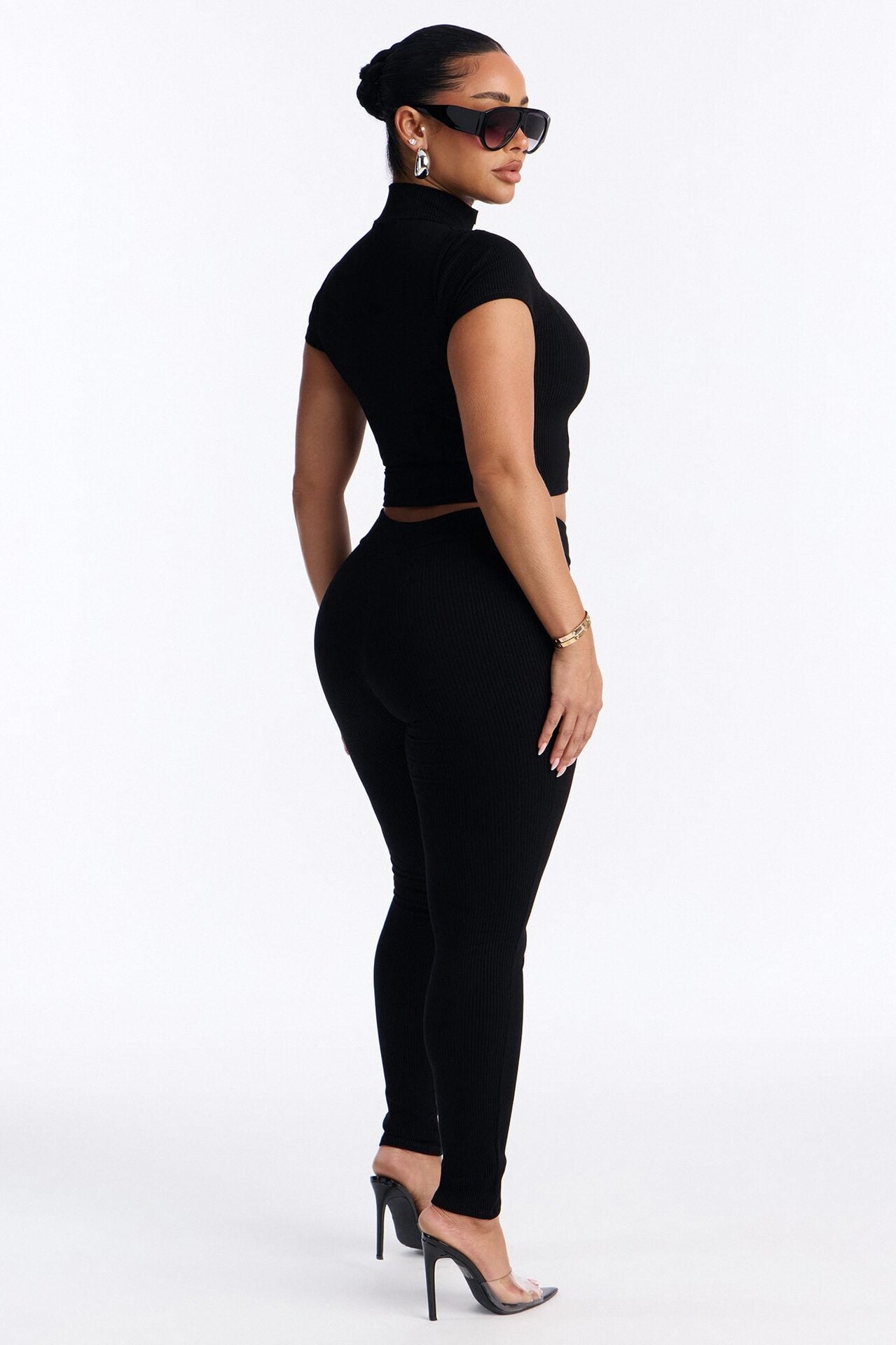 Mia Zip Snatched Pant Set - Black image 4