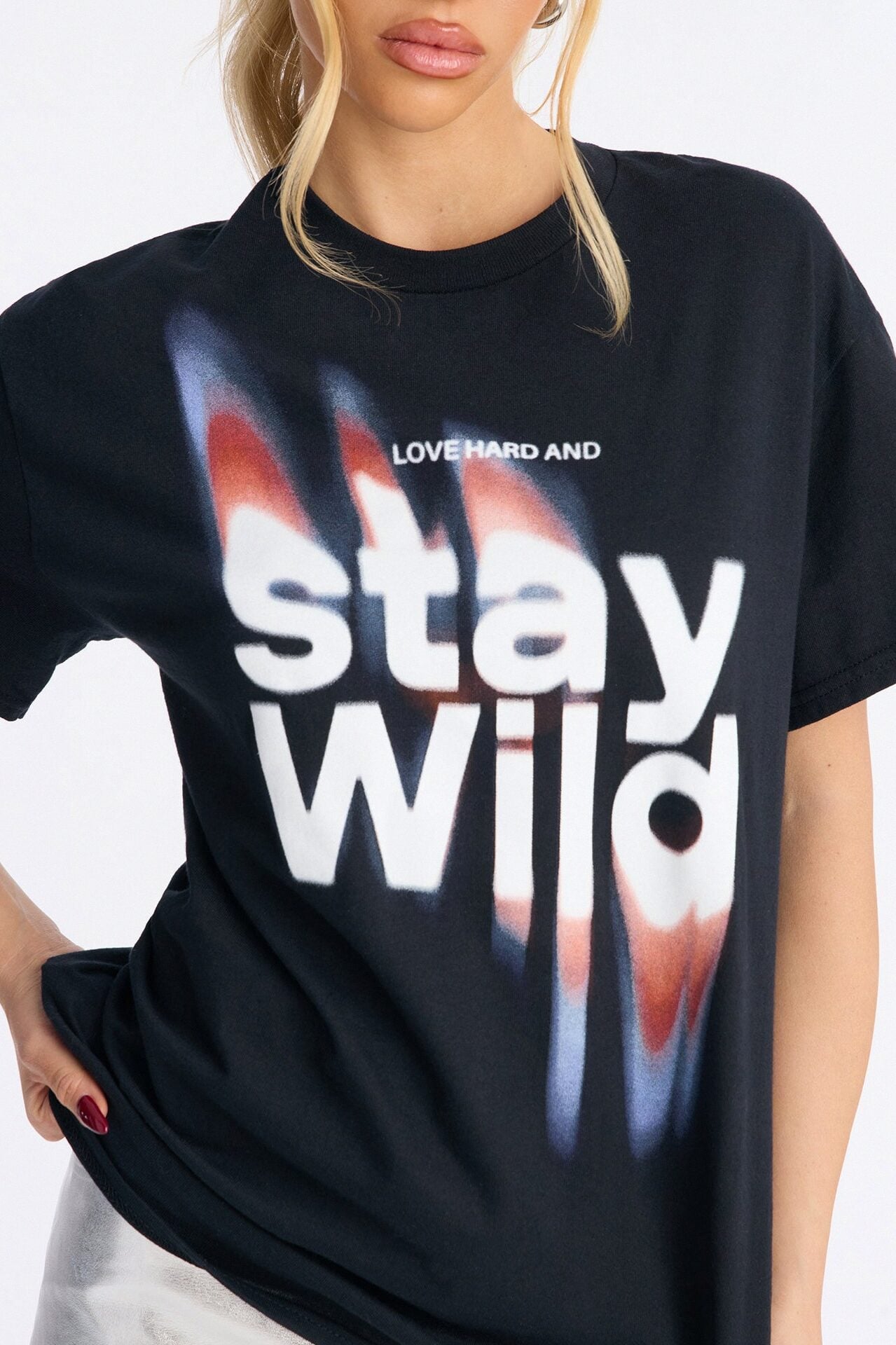 Stay Wild Oversize Tee - Black image 3