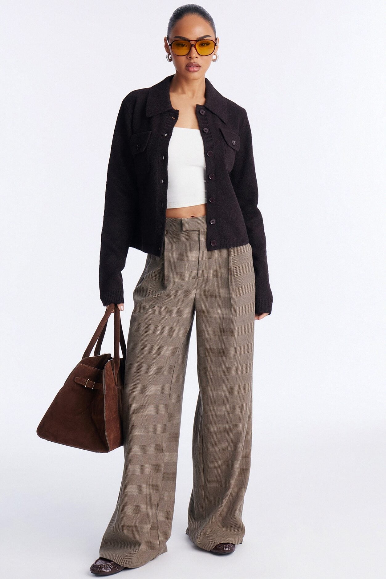 Chic And Confident Cardigan Sweater - Chocolate image 2