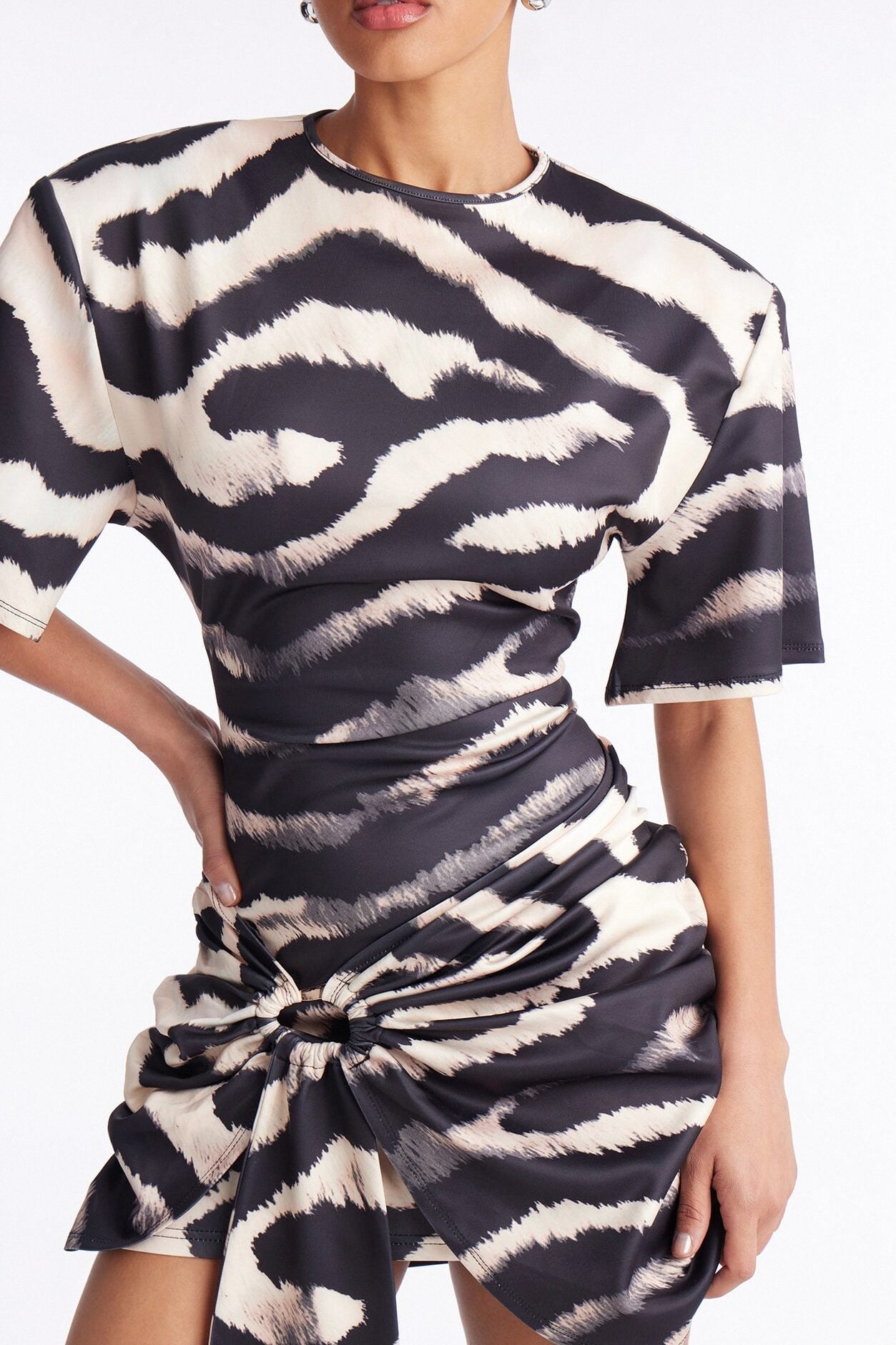 Catwalk Draped Scuba Mini Dress - Black/combo image 3