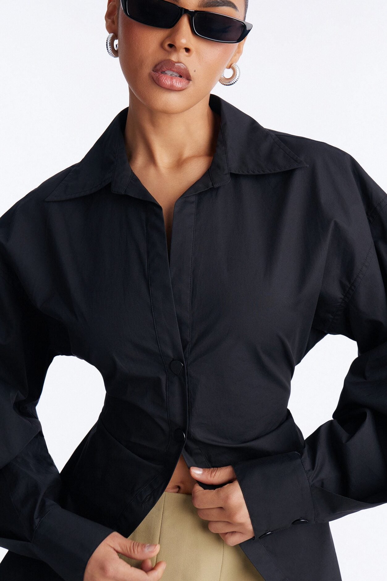 Junie Oversized Button Down Top - Black image 3