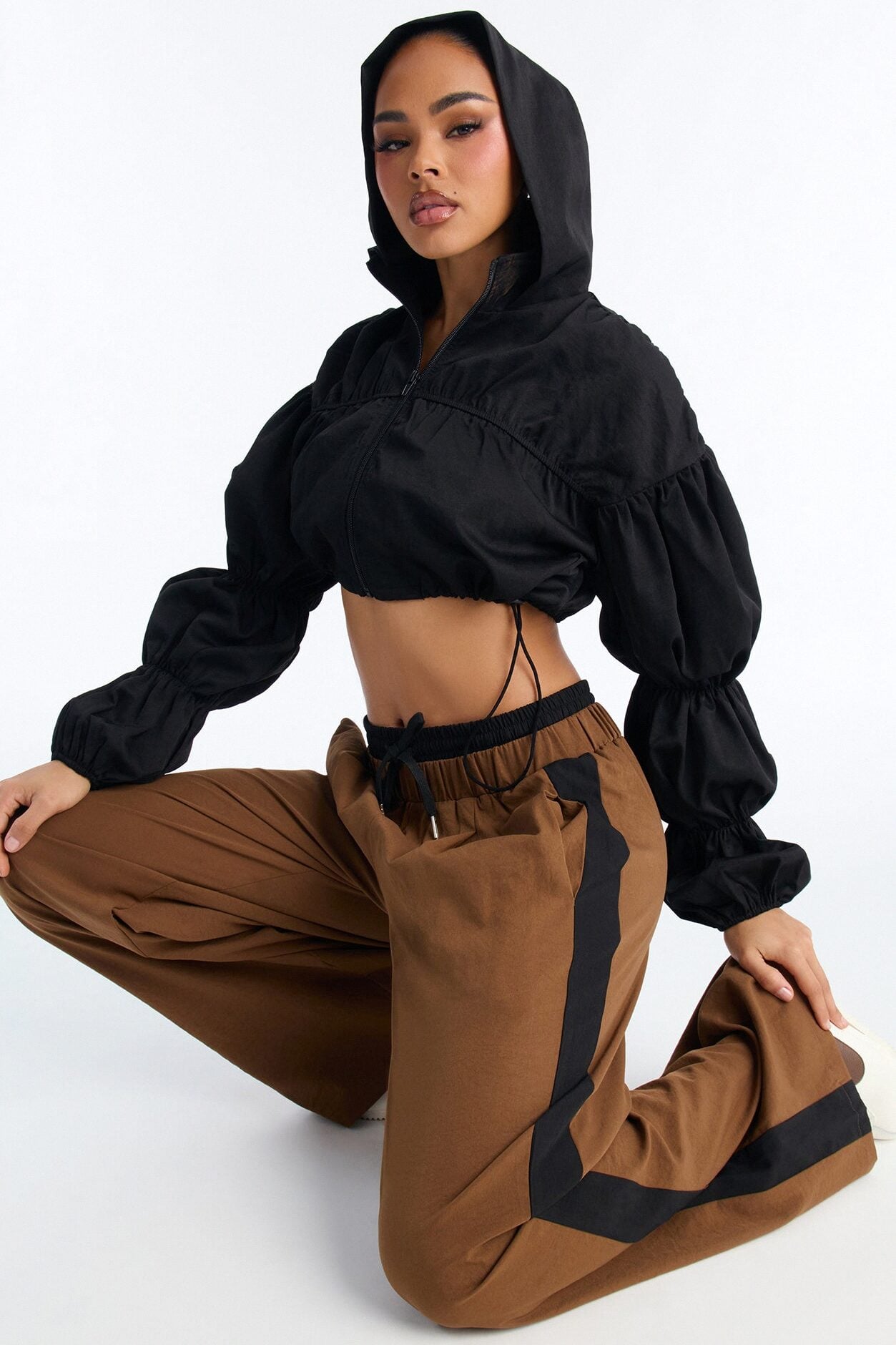 In The Mix Double Waistband Pant Set - Brown/combo image 2