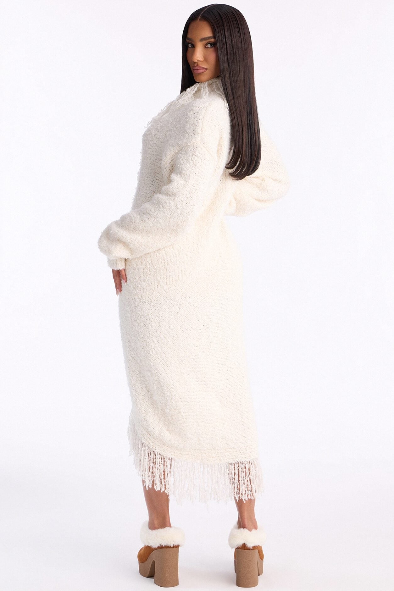 Fluffy Feelings Only Fringe Cardigan - Ivory image 4