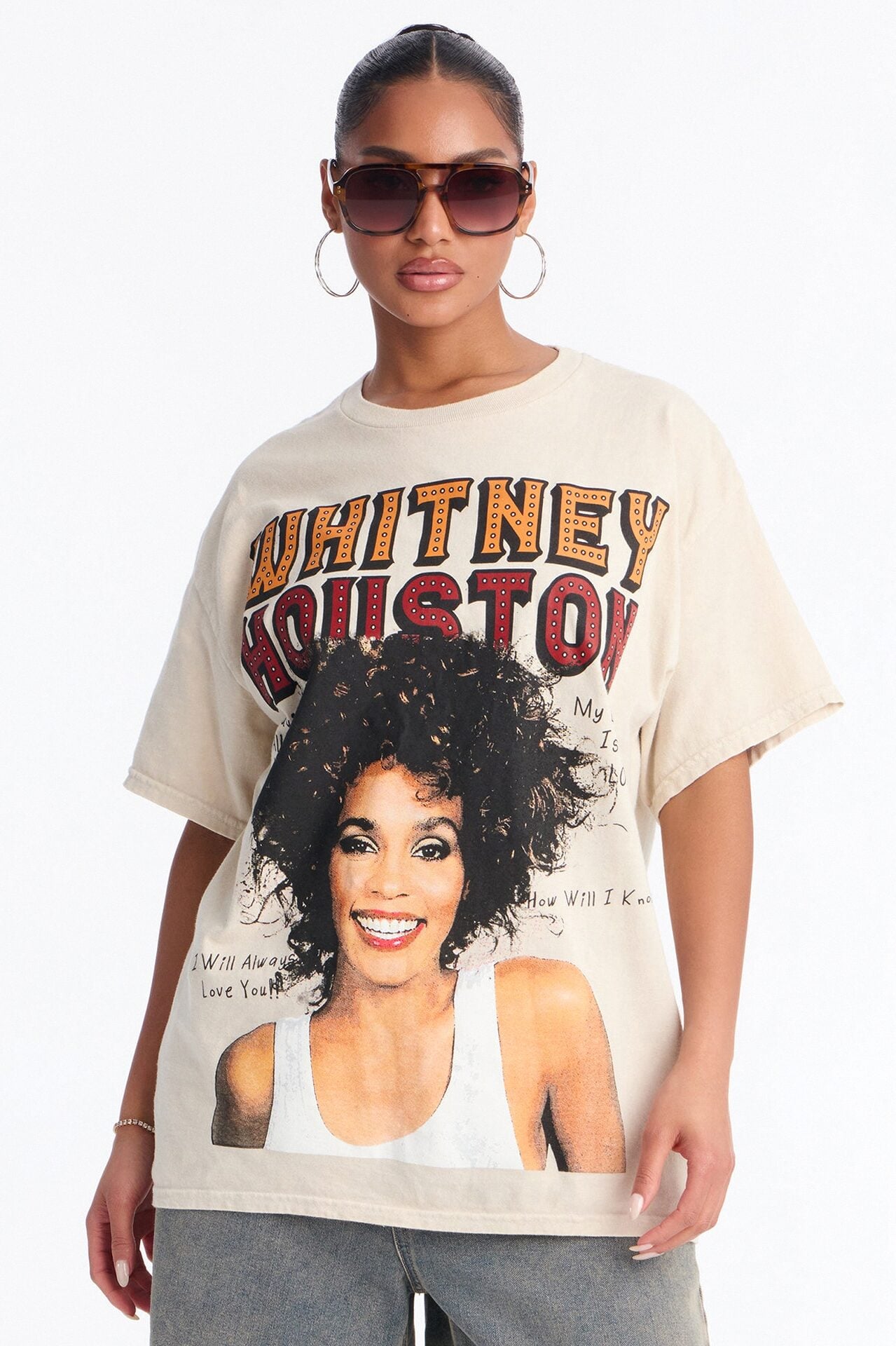 Whitney Houston Songs Washed Tee - Natural image 2