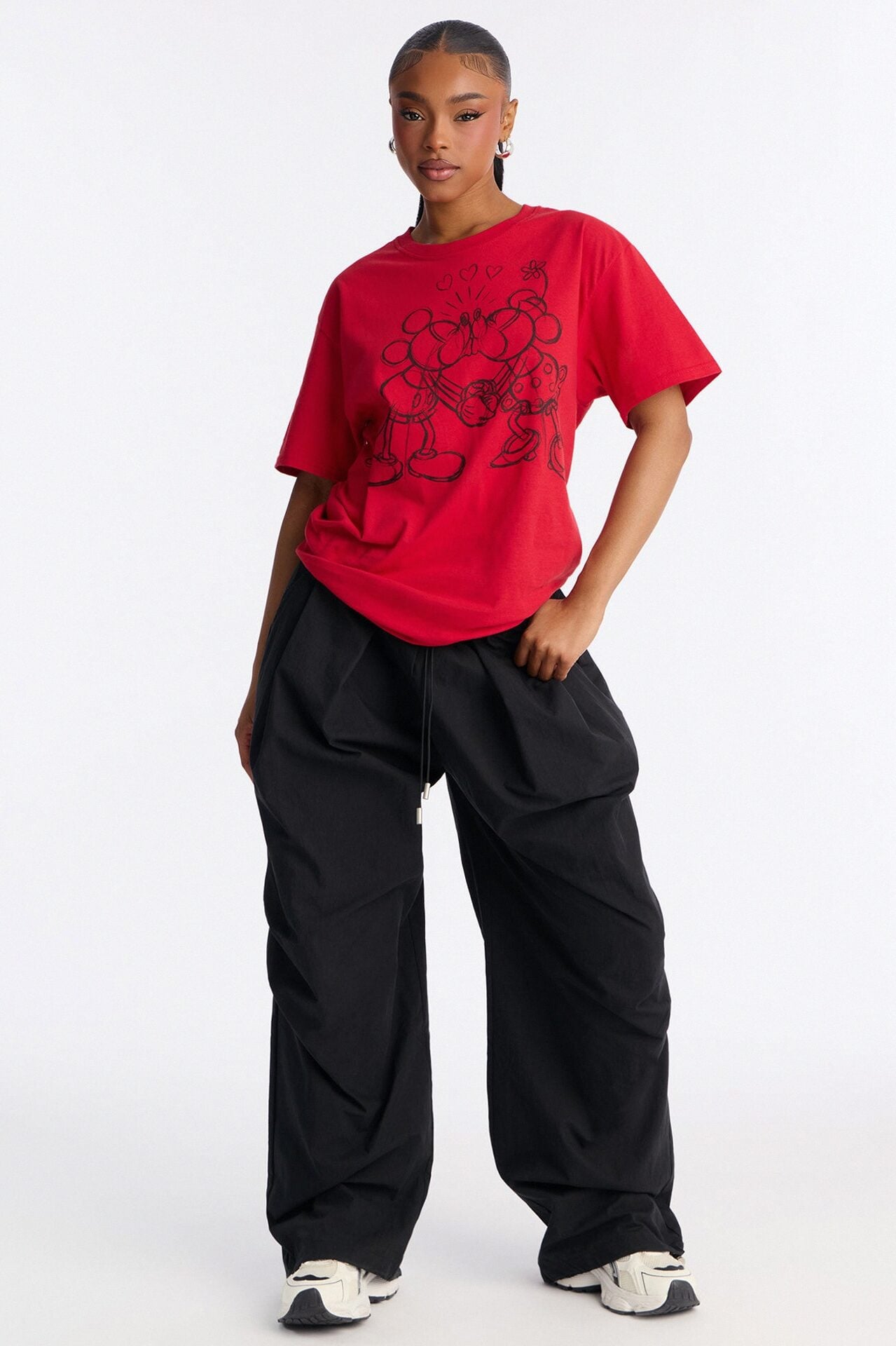 Mickey And Minnie Kissing Sketch Tee - Red image 2