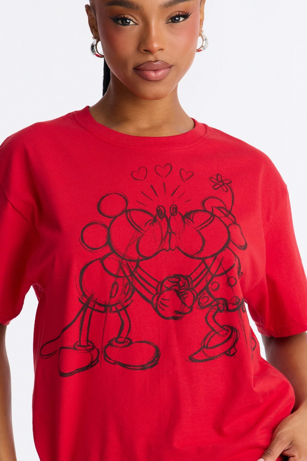 Mickey And Minnie Kissing Sketch Tee - Red image 3