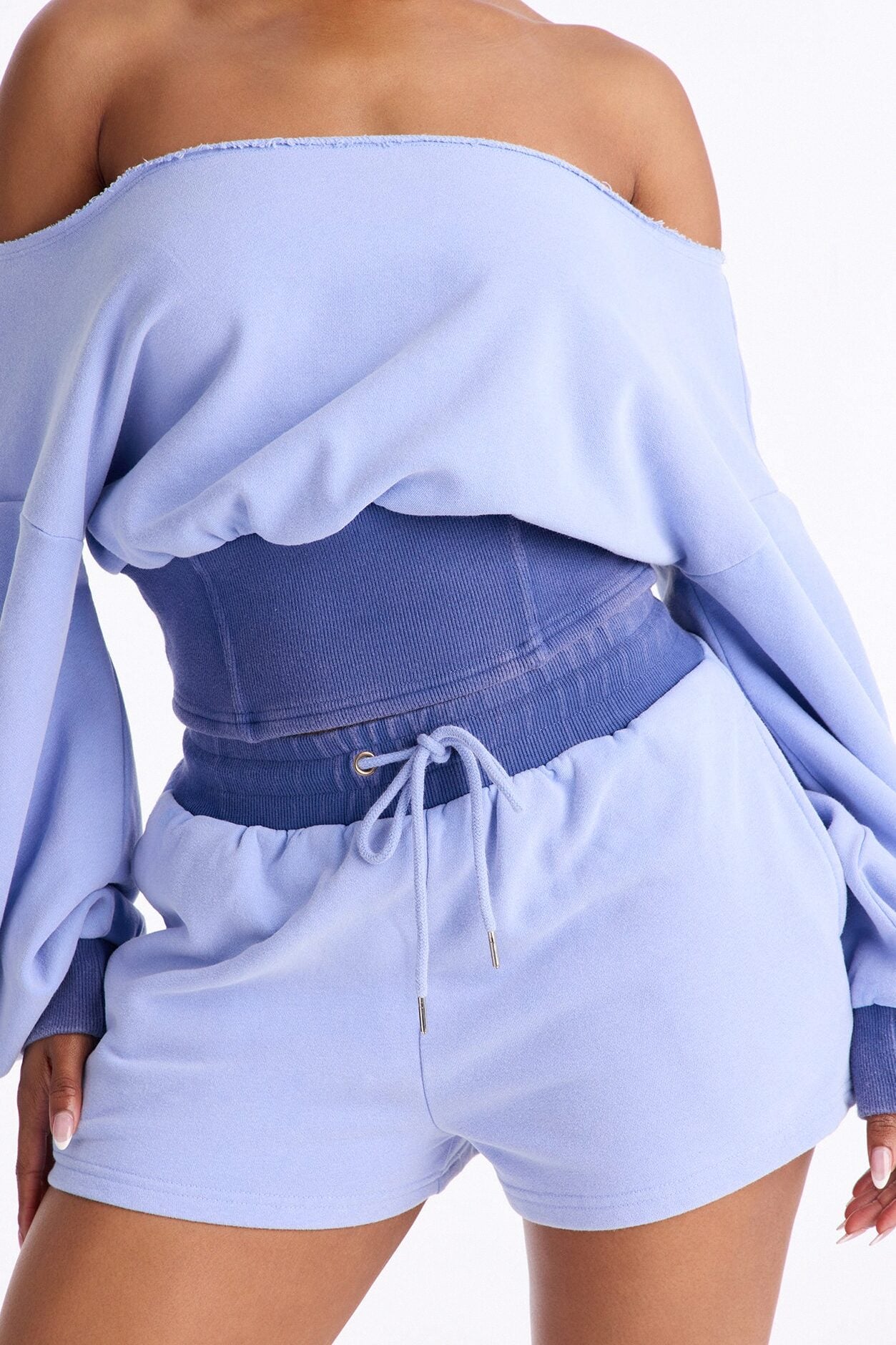Come Find Me Washed Fleece Mix Short Set - Periwinkle image 3