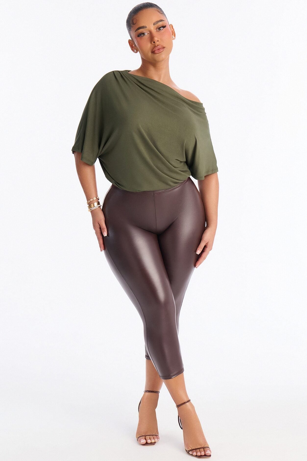 Flatter Me Off Shoulder Bodysuit - Olive image 2