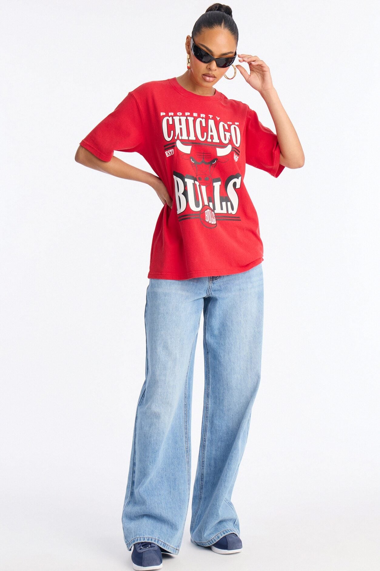 NBA Bulls Washed Oversized Tee - Red image 2