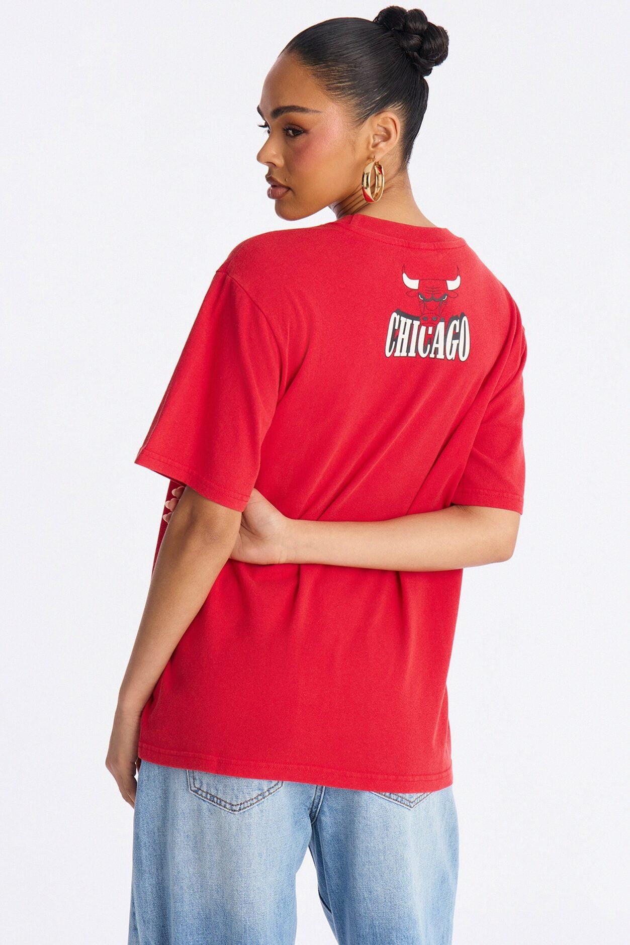 NBA Bulls Washed Oversized Tee - Red image 4