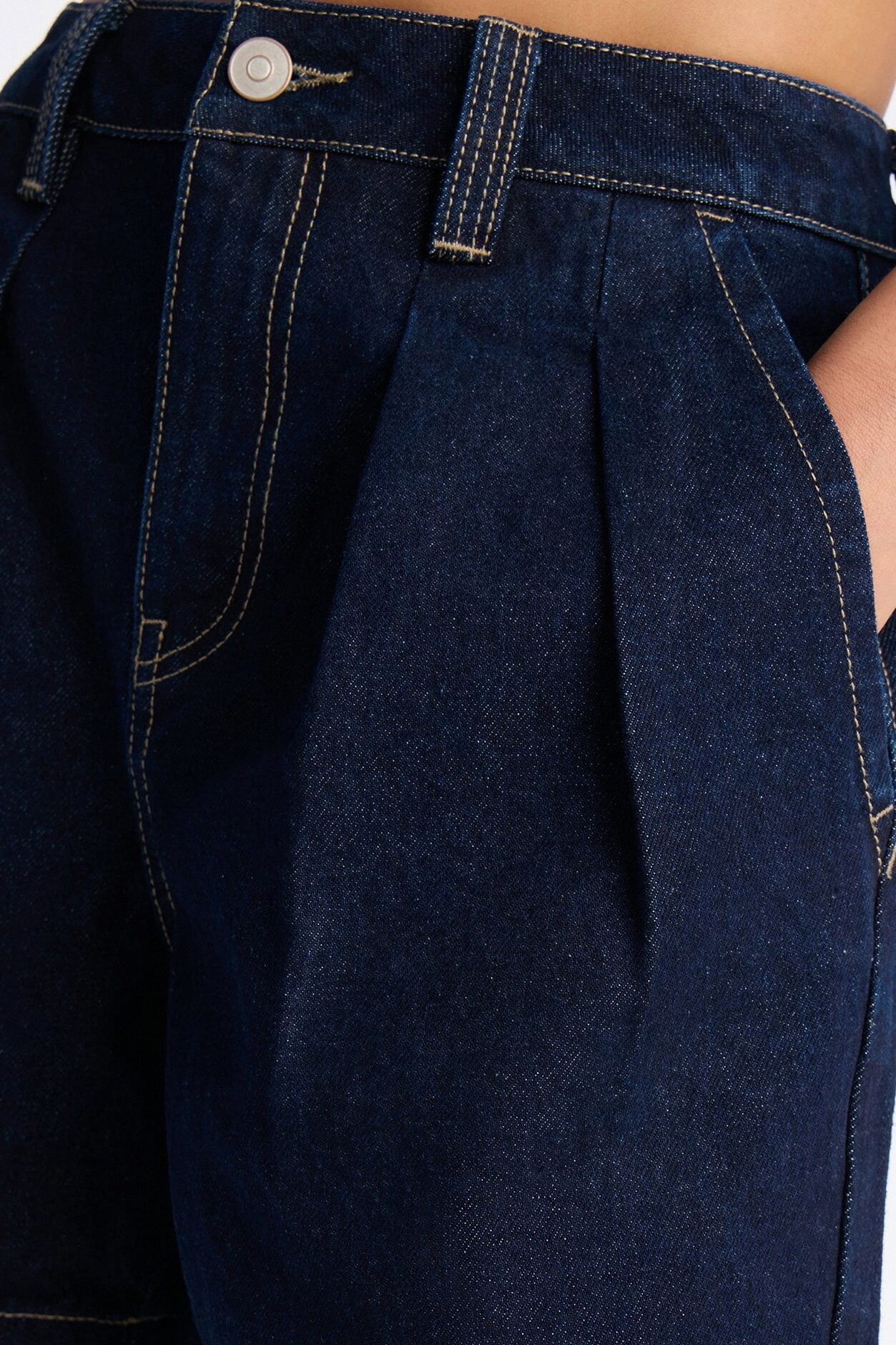 Night Borough Pleated Denim Shorts - Dark Wash image 3