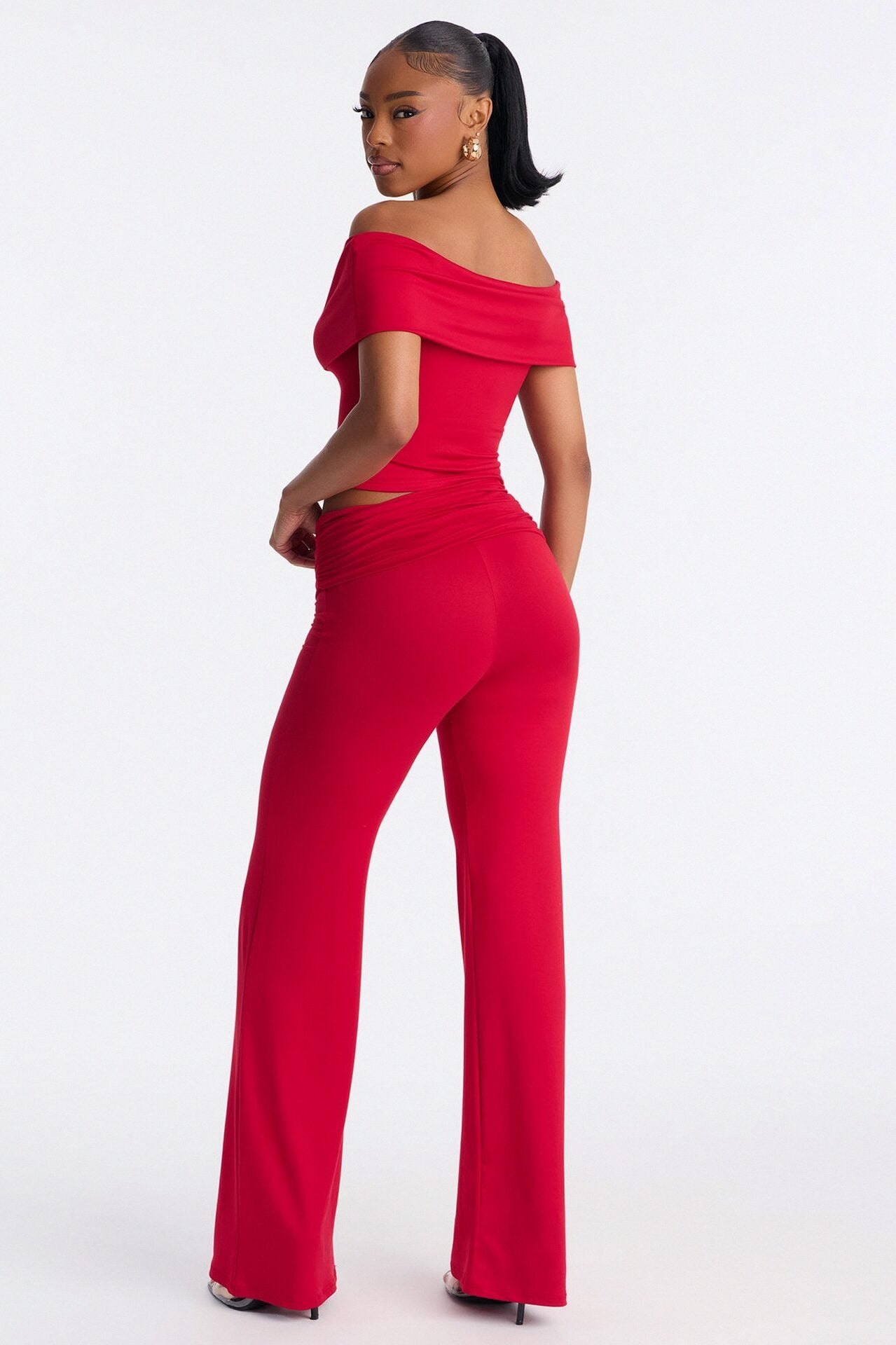 Mila Off Shoulder Pant Set - Red image 4