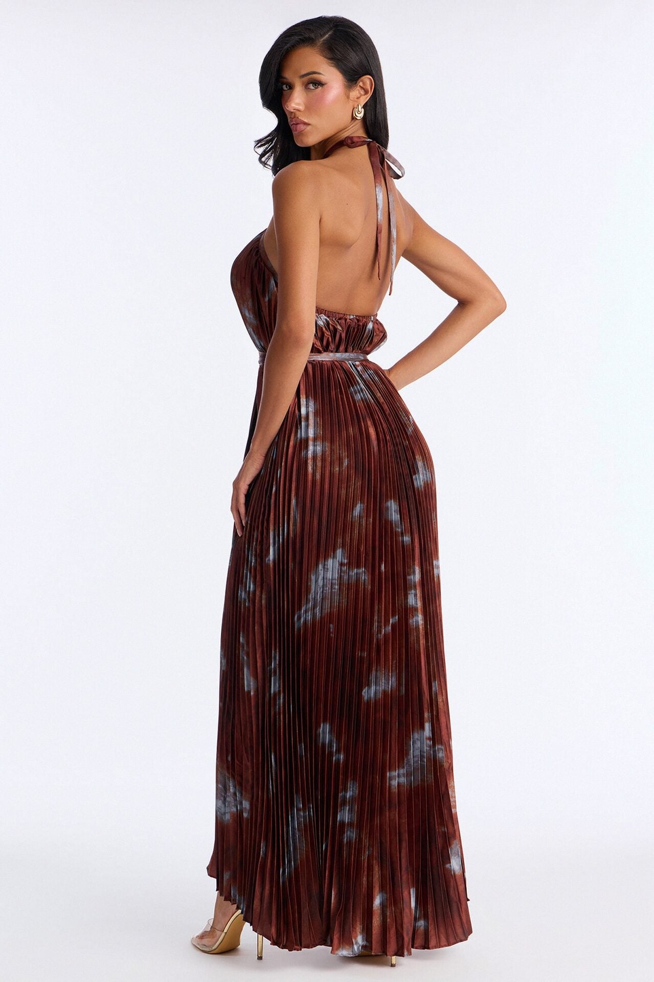 Flirting Plisse Maxi Dress - Brown/combo image 4