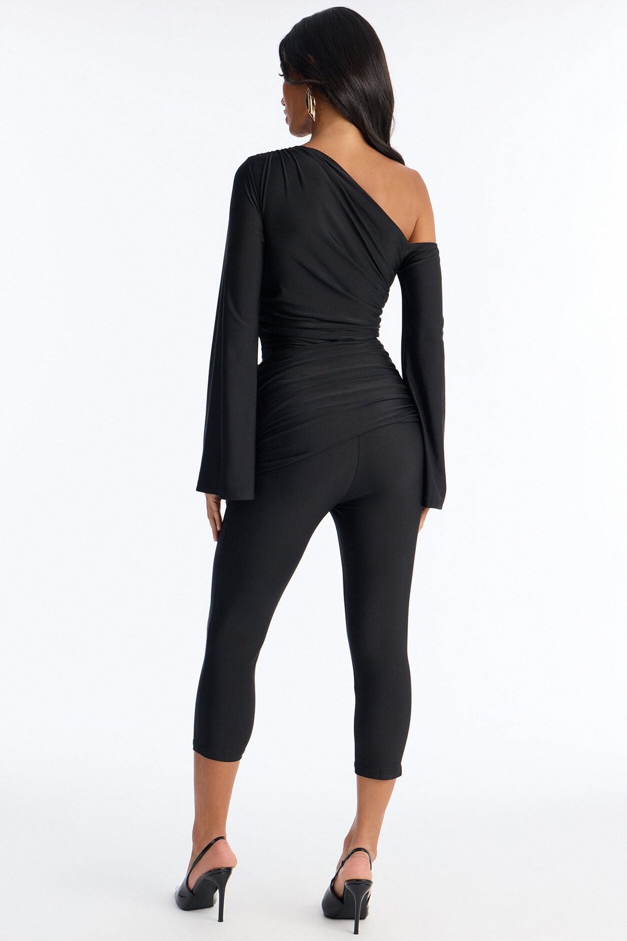 Kalania Ruched Capri Catsuit - Black image 4