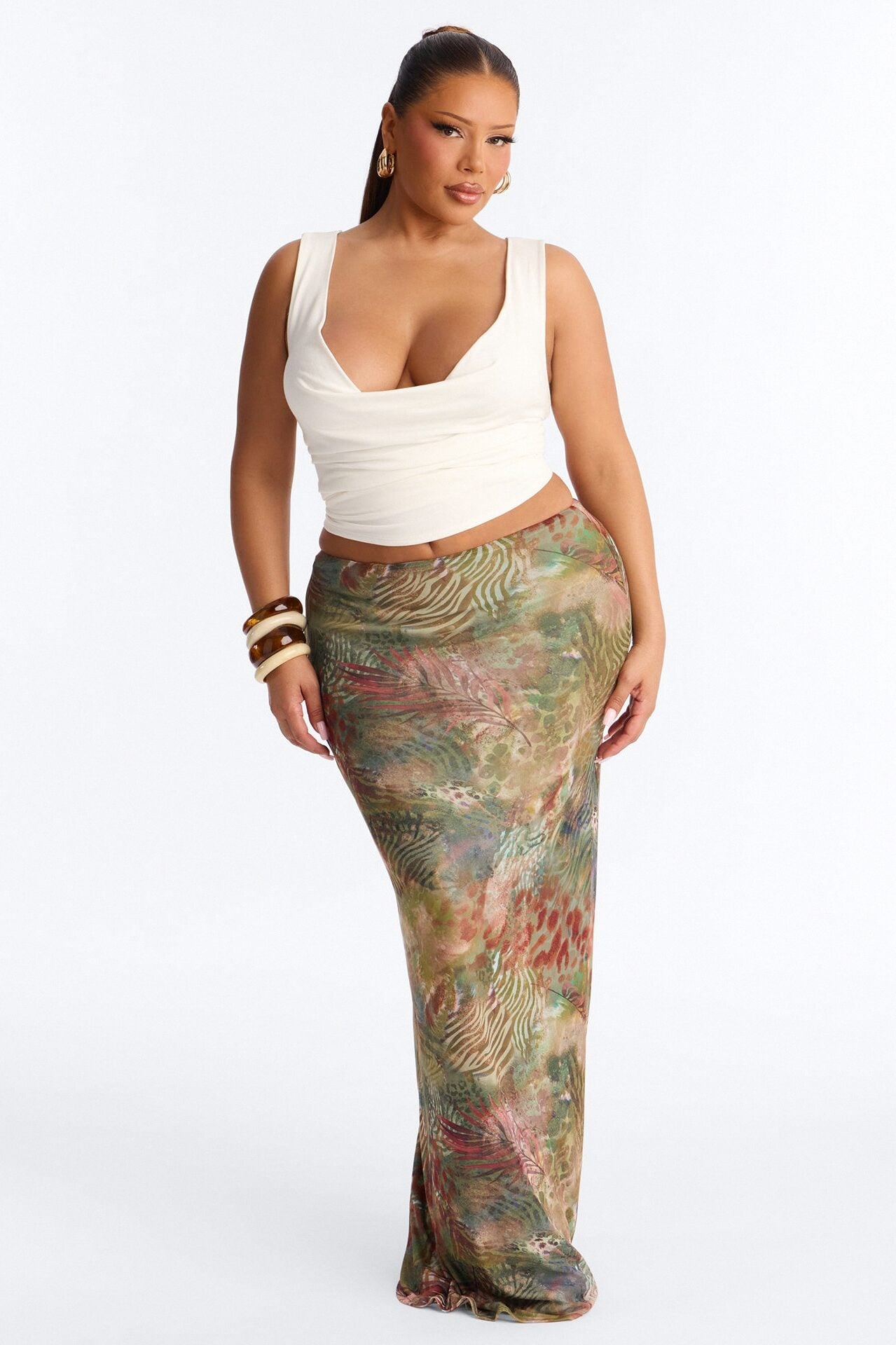 Sabrina Cowl Neck Back Cut Out Sleeveless Top - Ivory image 1