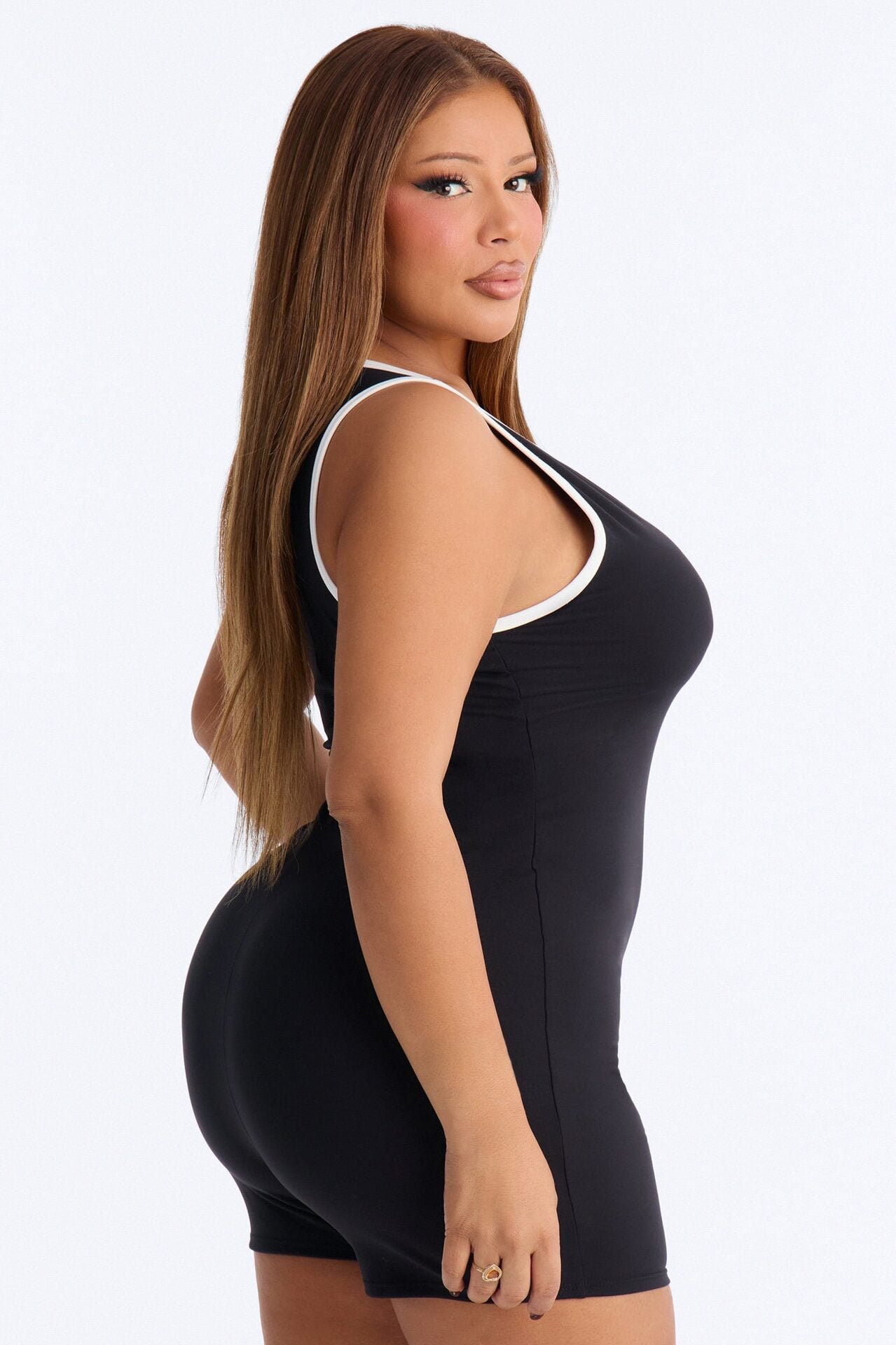 Easy Going V Neck Romper - Black image 8