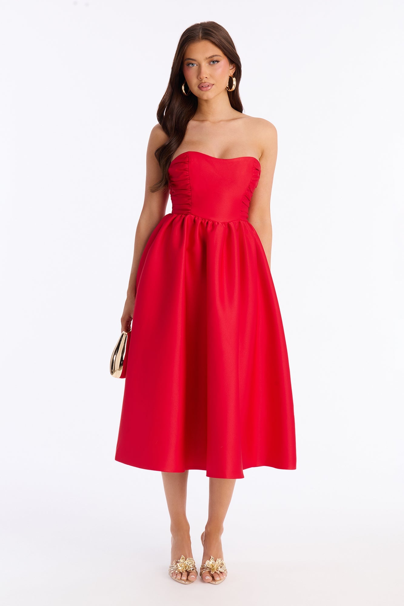 Sweet Like Me Taffeta Midi Dress - Red image 5