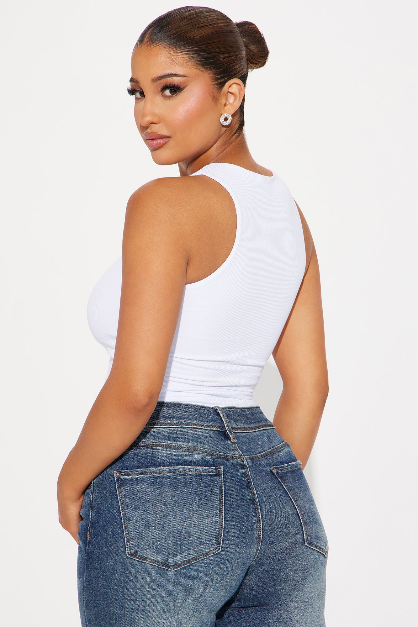 Sasha Racerback Ribbed Tank Top - White image 6