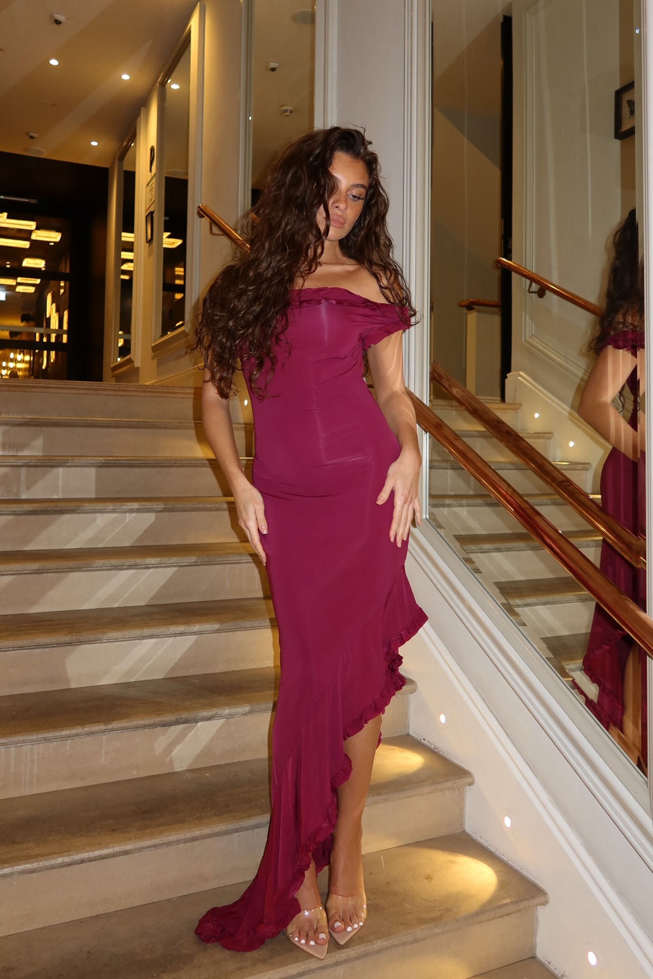 Andrea Ruffle Maxi Dress - Magenta image 7