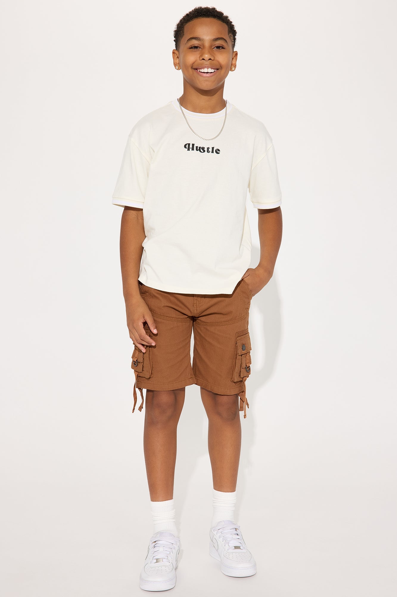 Mini Hustle Script Block Short Sleeve Tee - Cream image 2