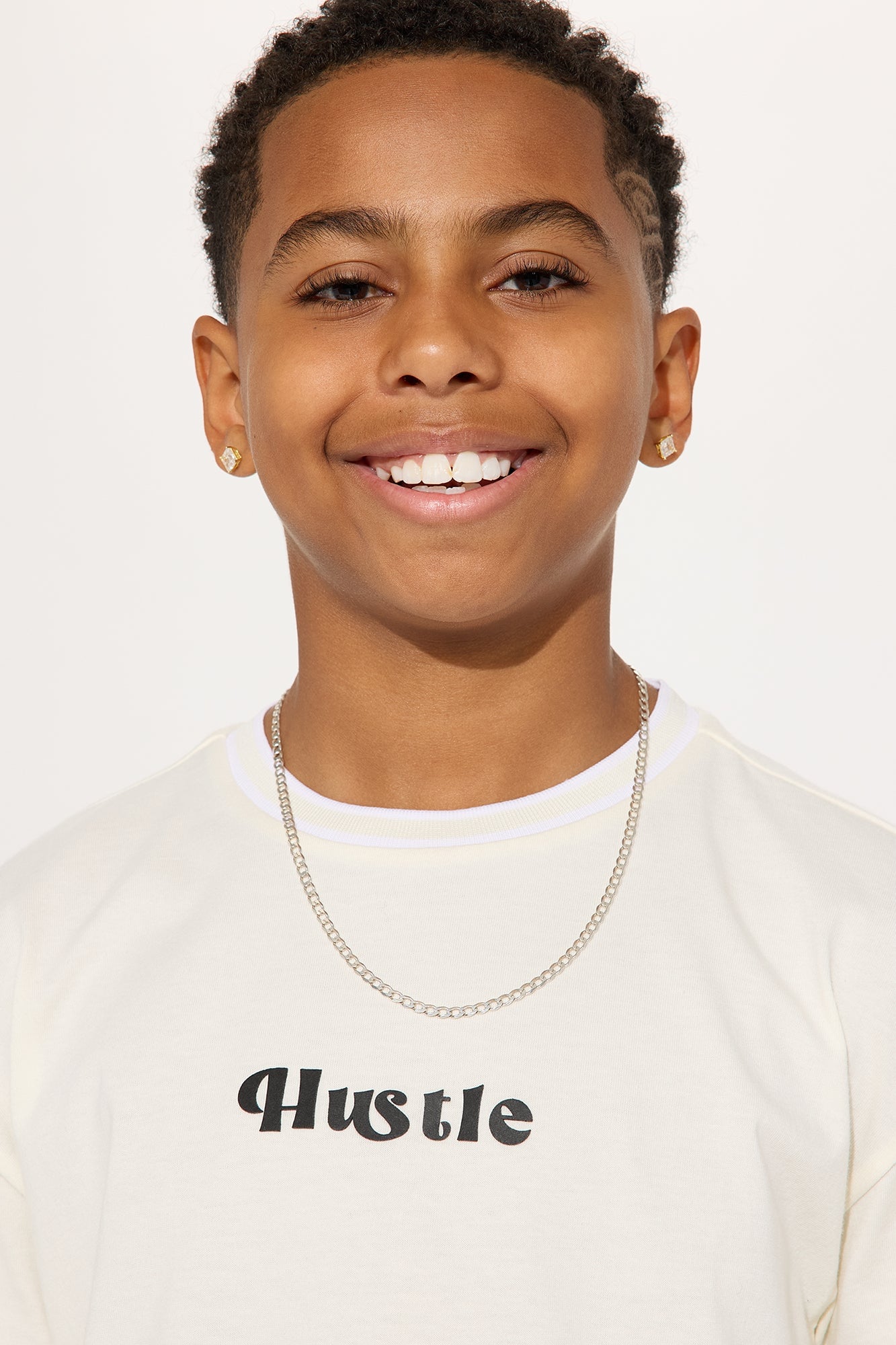 Mini Hustle Script Block Short Sleeve Tee - Cream image 3