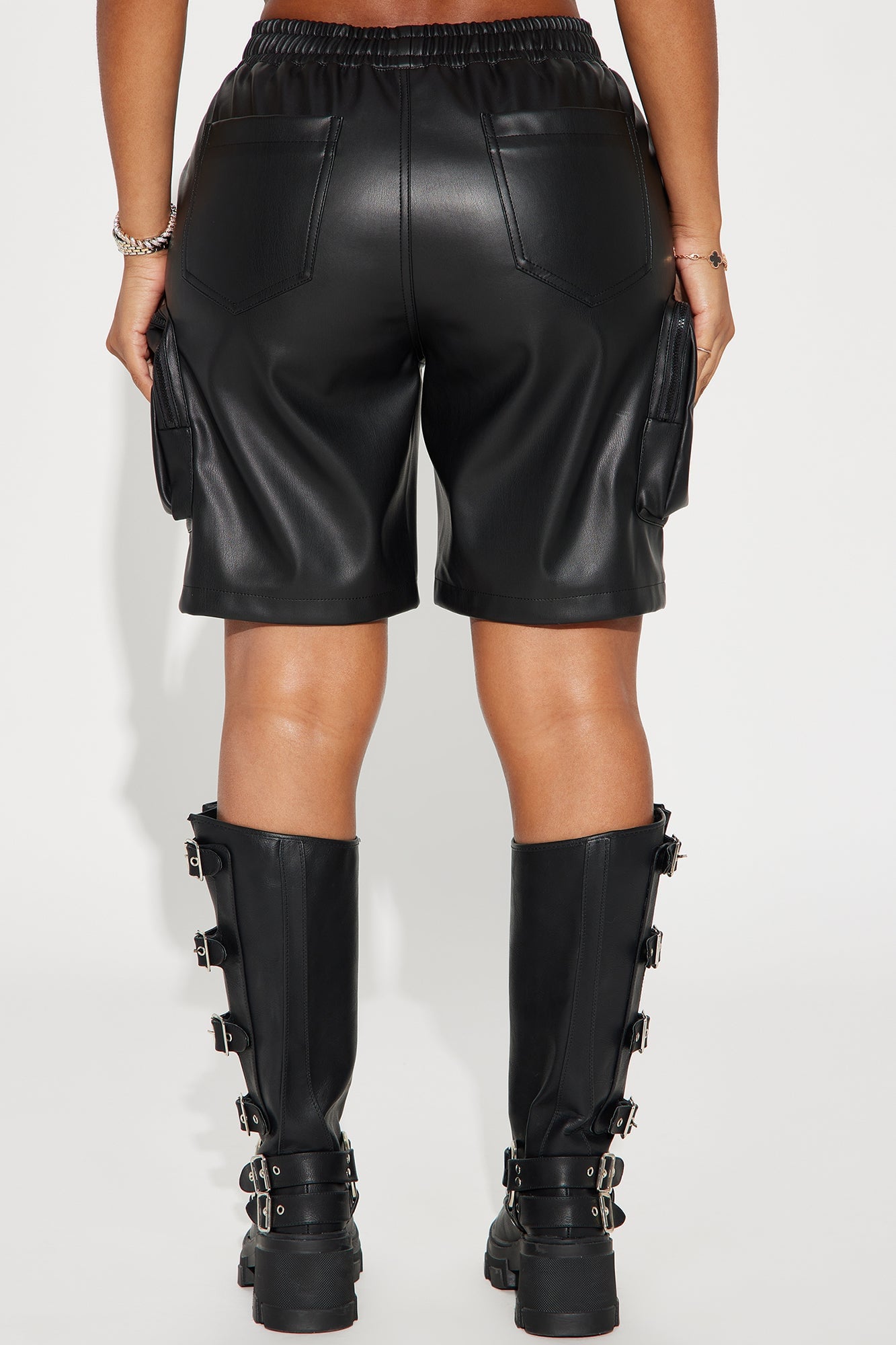 Rebellious Faux Leather Bermuda Short - Black image 6
