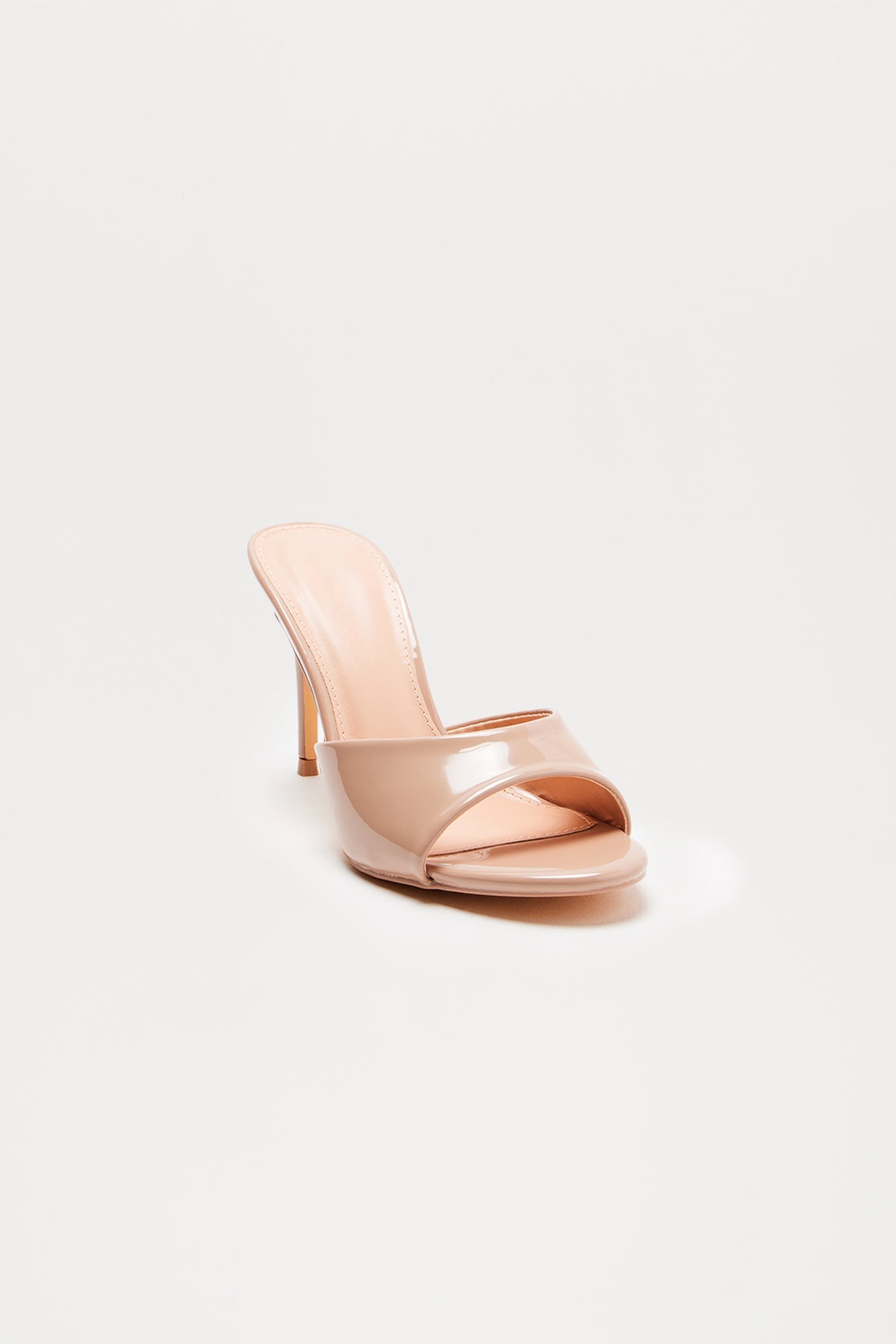 Shanley Faux Patent Stiletto Mules - Taupe image 2