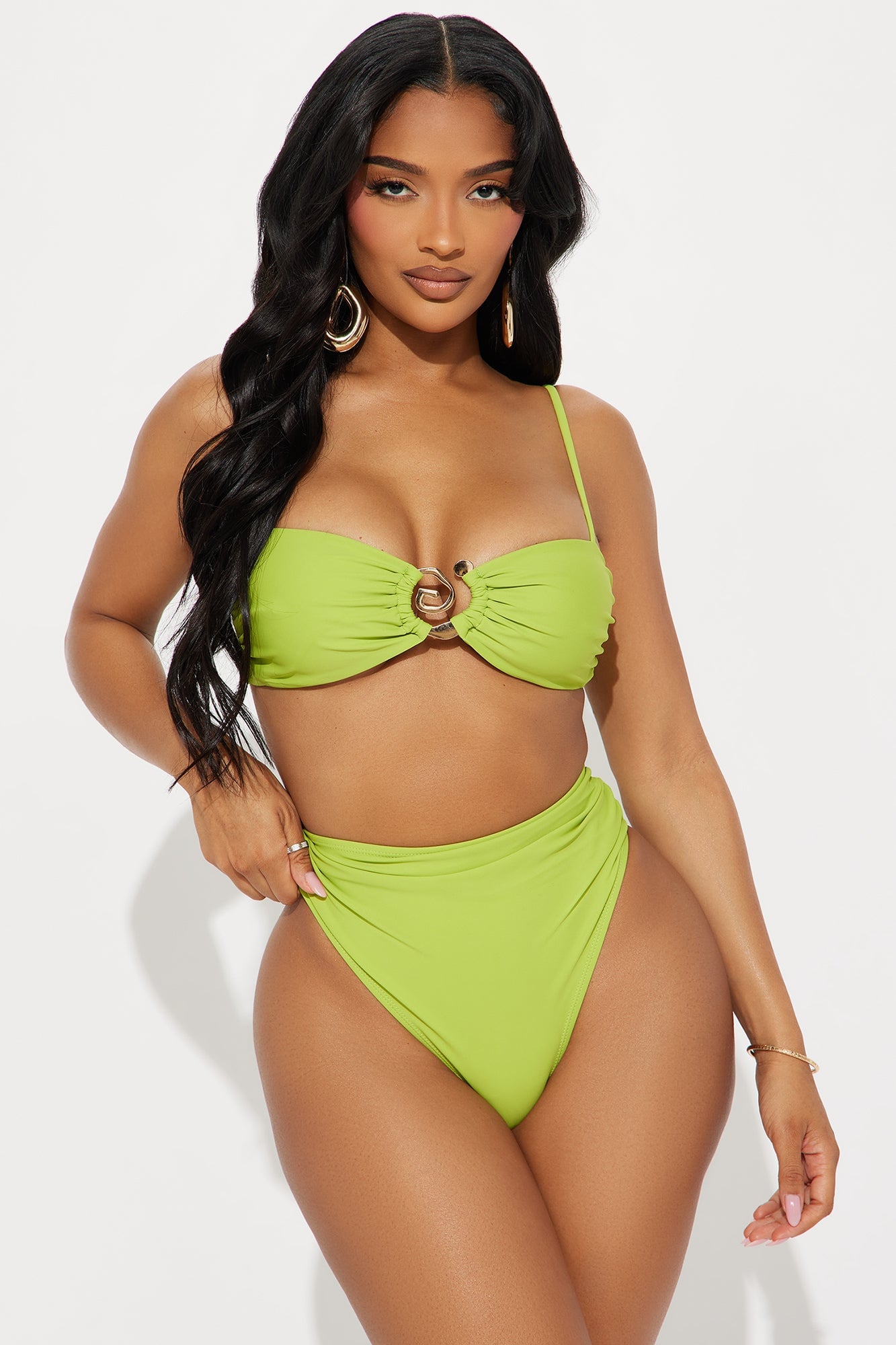 Ophelia Swirl Hardware Bralette 2 Piece Bikini - Lime image 4