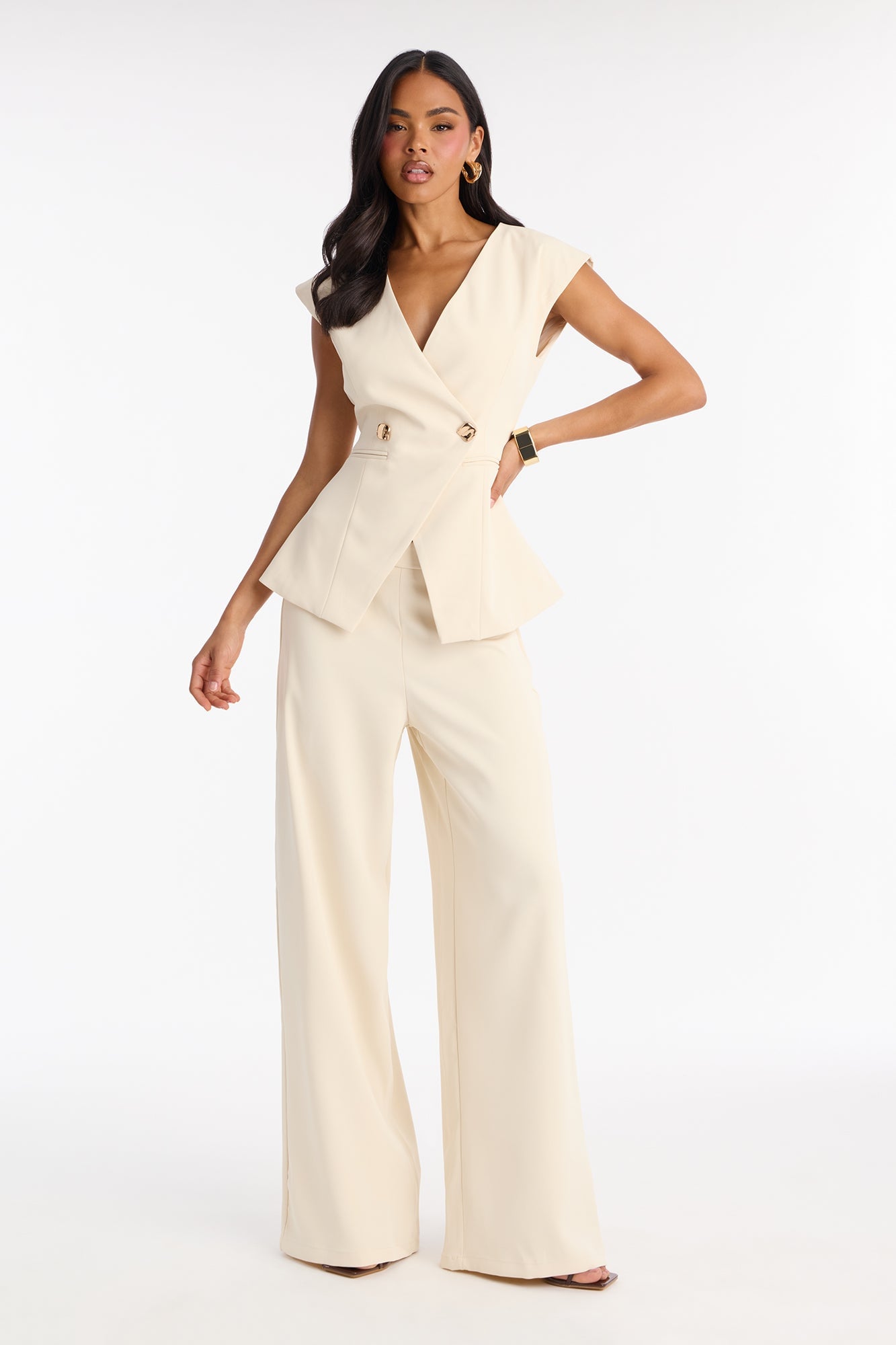 Stephanie Vest Pant Set - Cream image 5