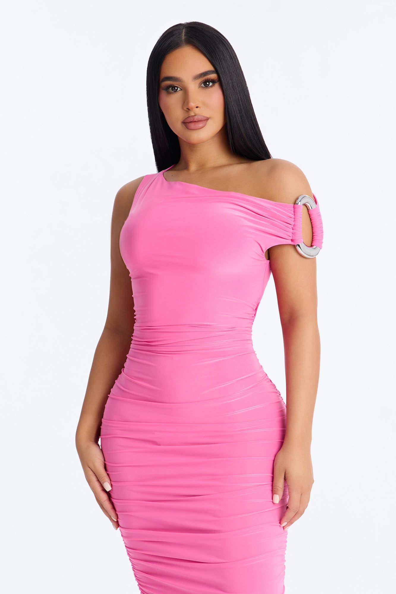 Madeline Ruched Midi Dress - Pink image 6