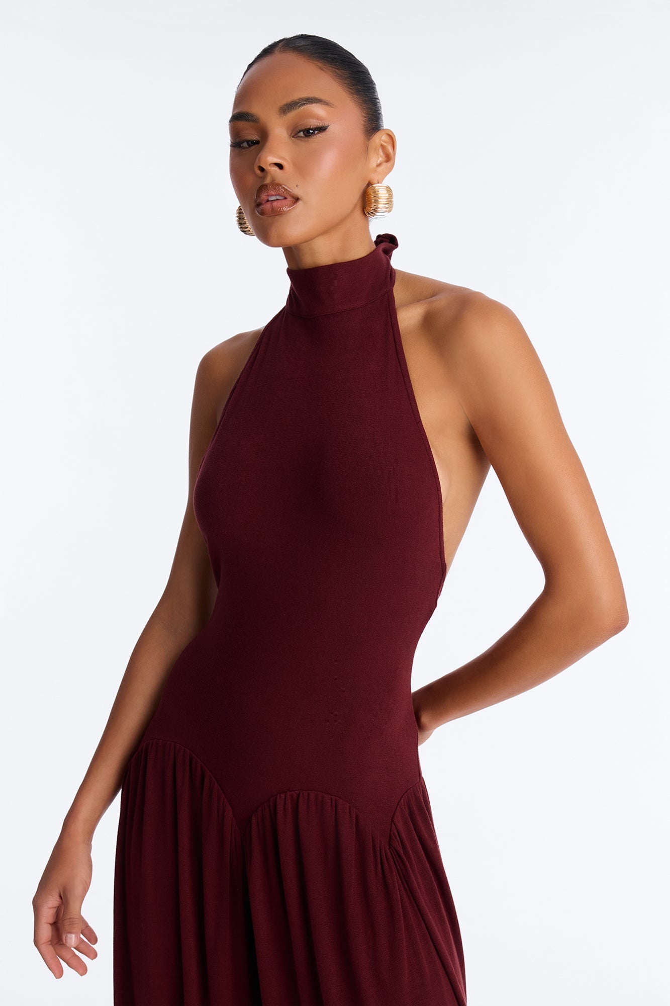 Haze Balloon Wide Leg Jumpsuit - Wine image 2