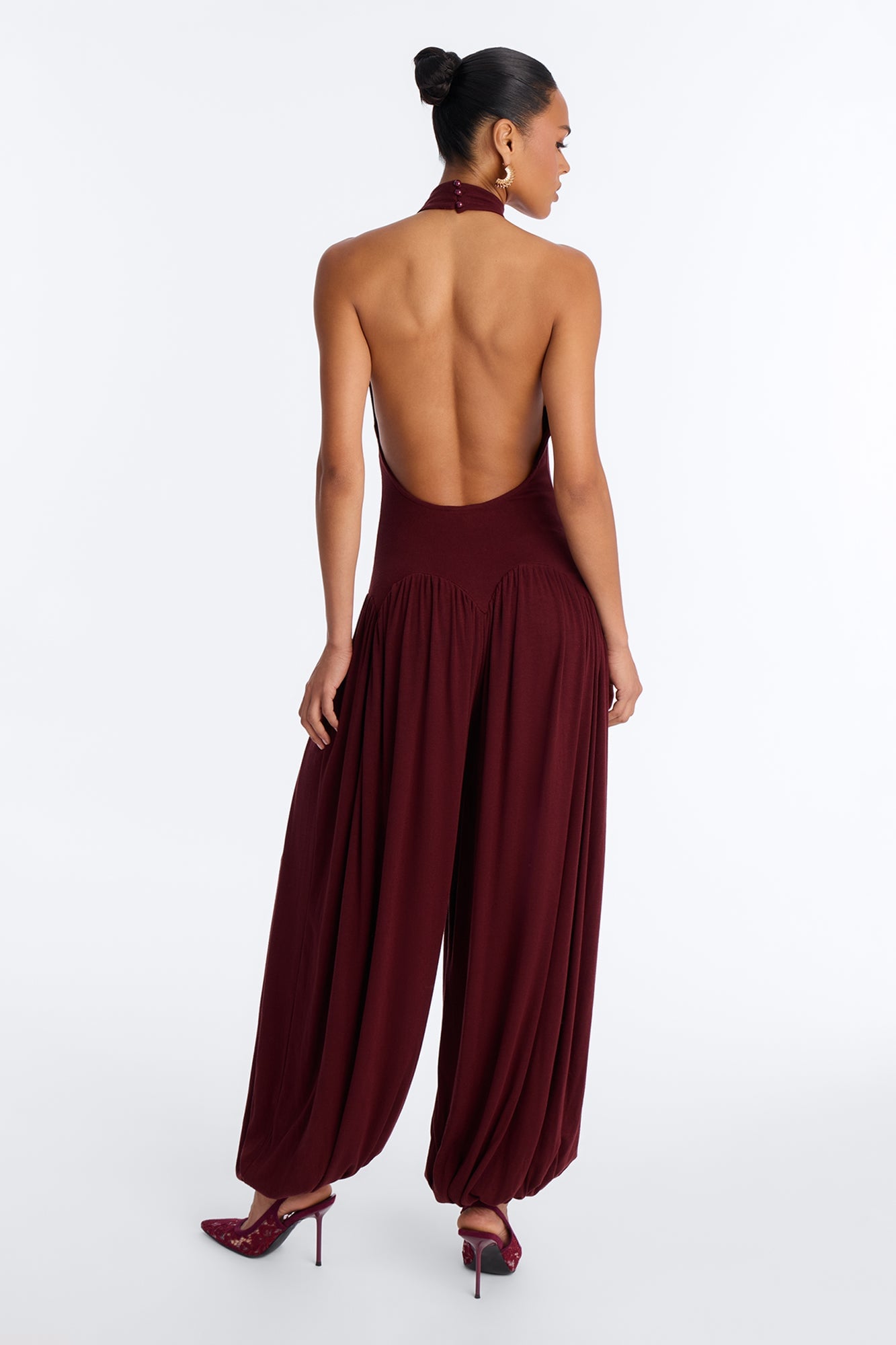 Haze Balloon Wide Leg Jumpsuit - Wine image 4