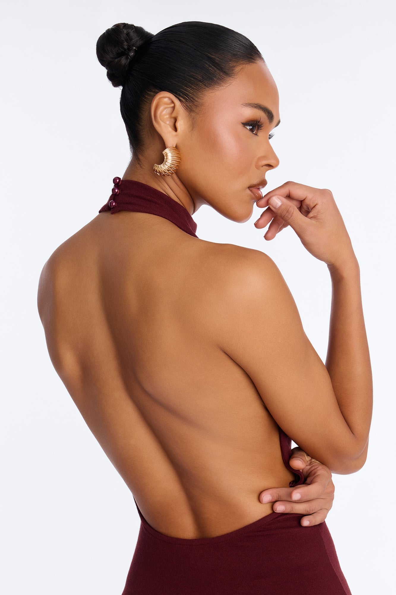 Haze Balloon Wide Leg Jumpsuit - Wine image 3