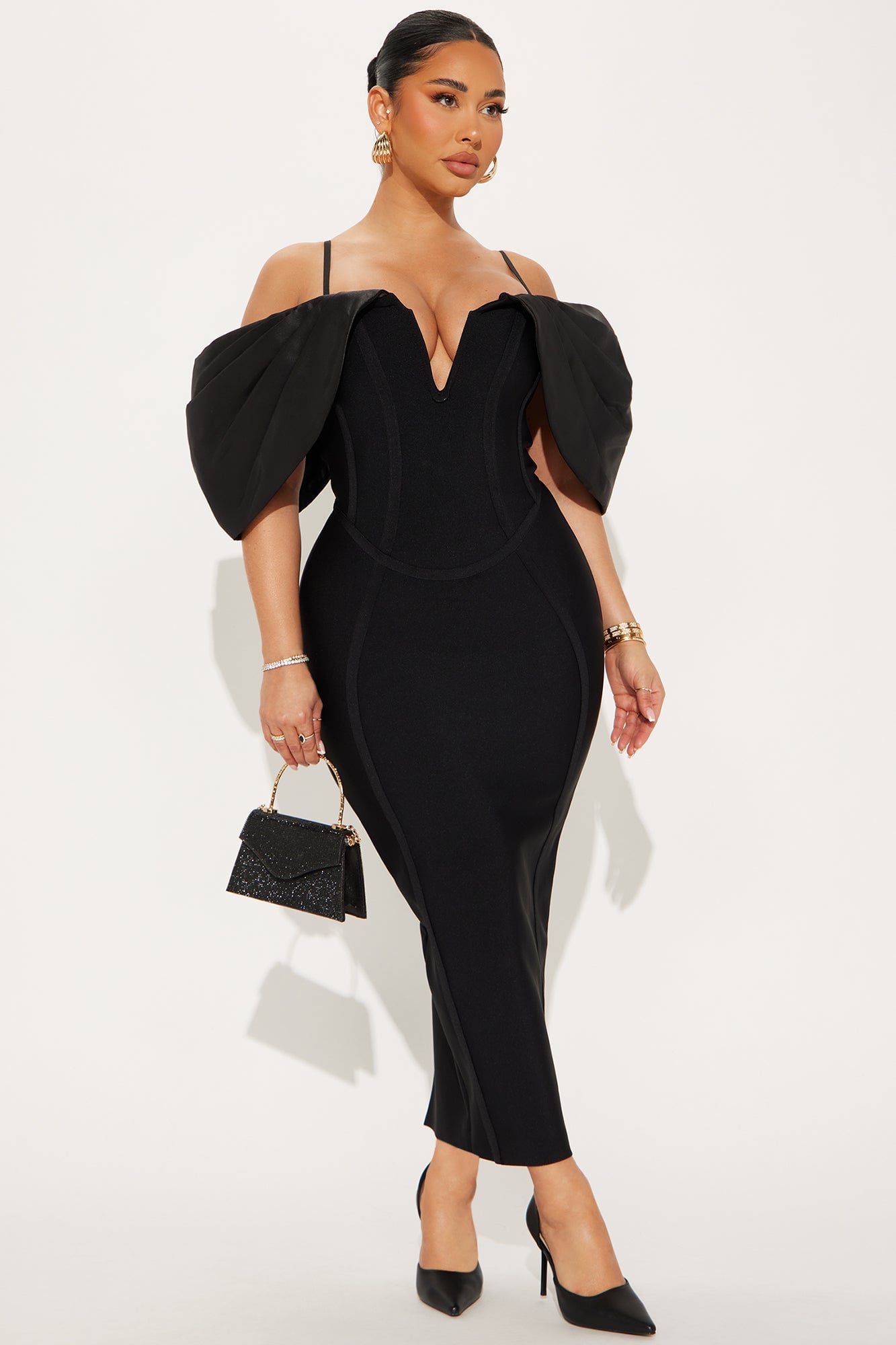 Queen Status Bandage Midi Dress - Black image 4