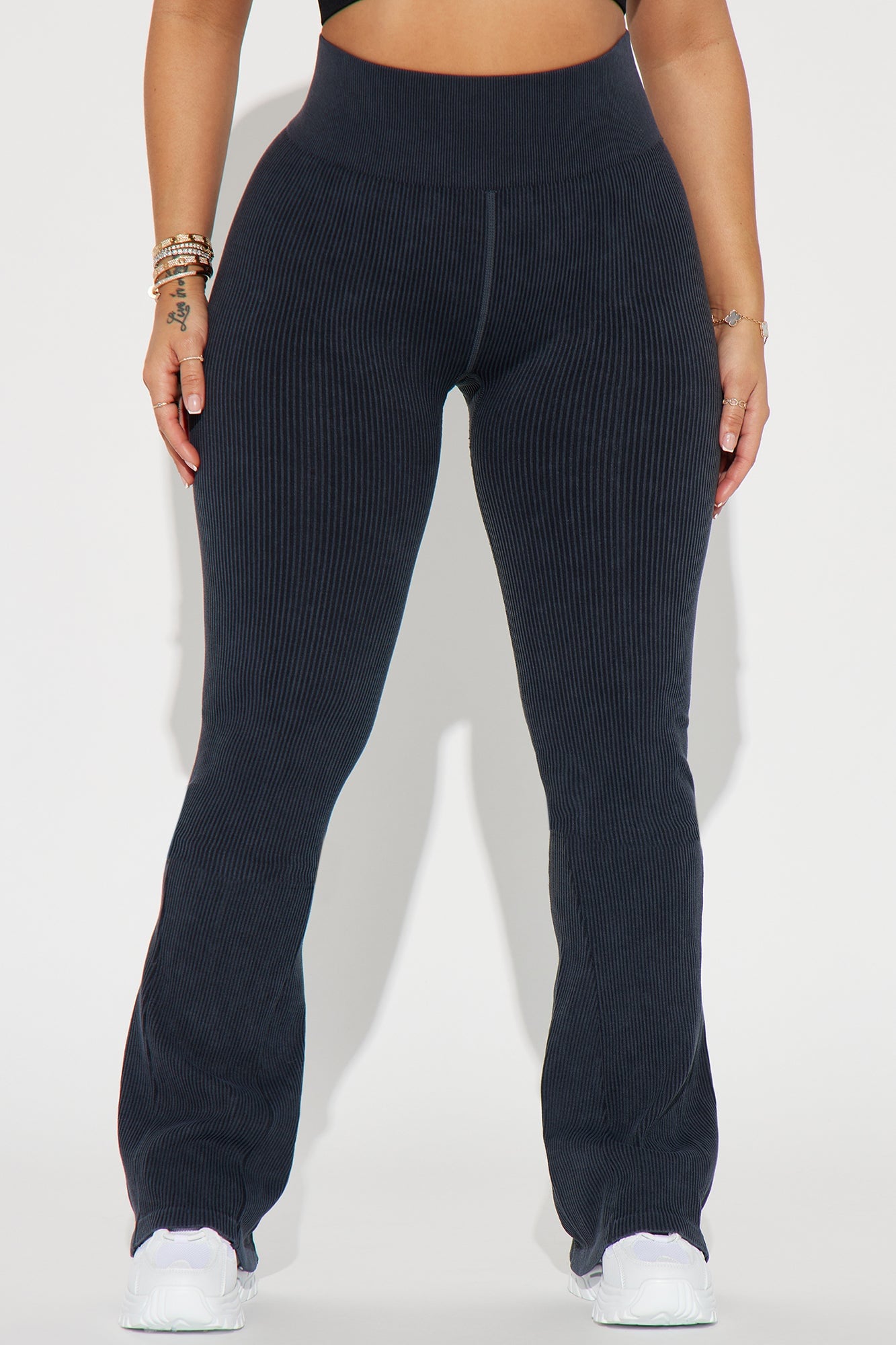Mia Ribbed Seamless Flare Pant - Black image 2