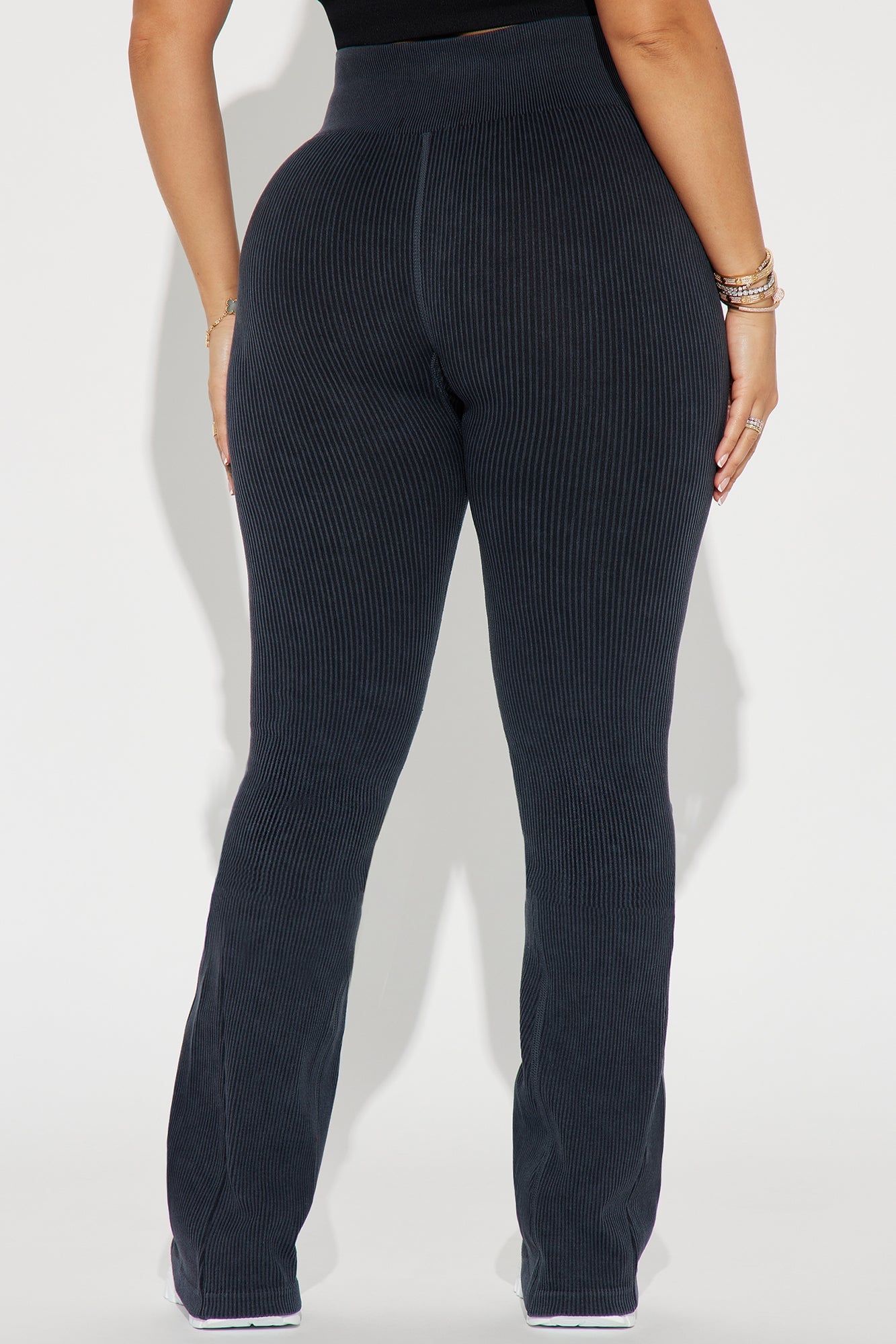 Mia Ribbed Seamless Flare Pant - Black image 3