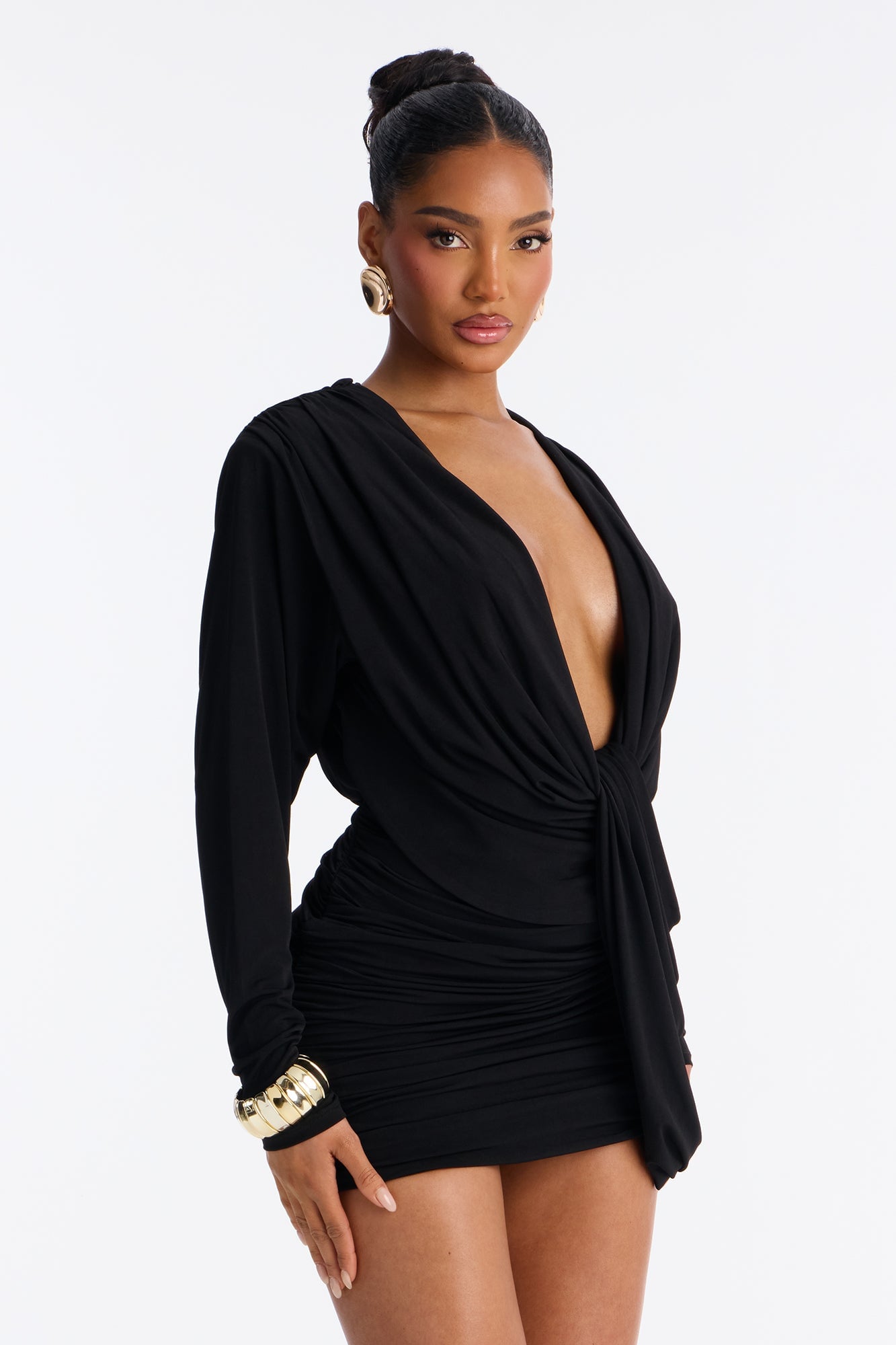 Cupids Sin Long Sleeve Jersey Mini Dress - Black image 5