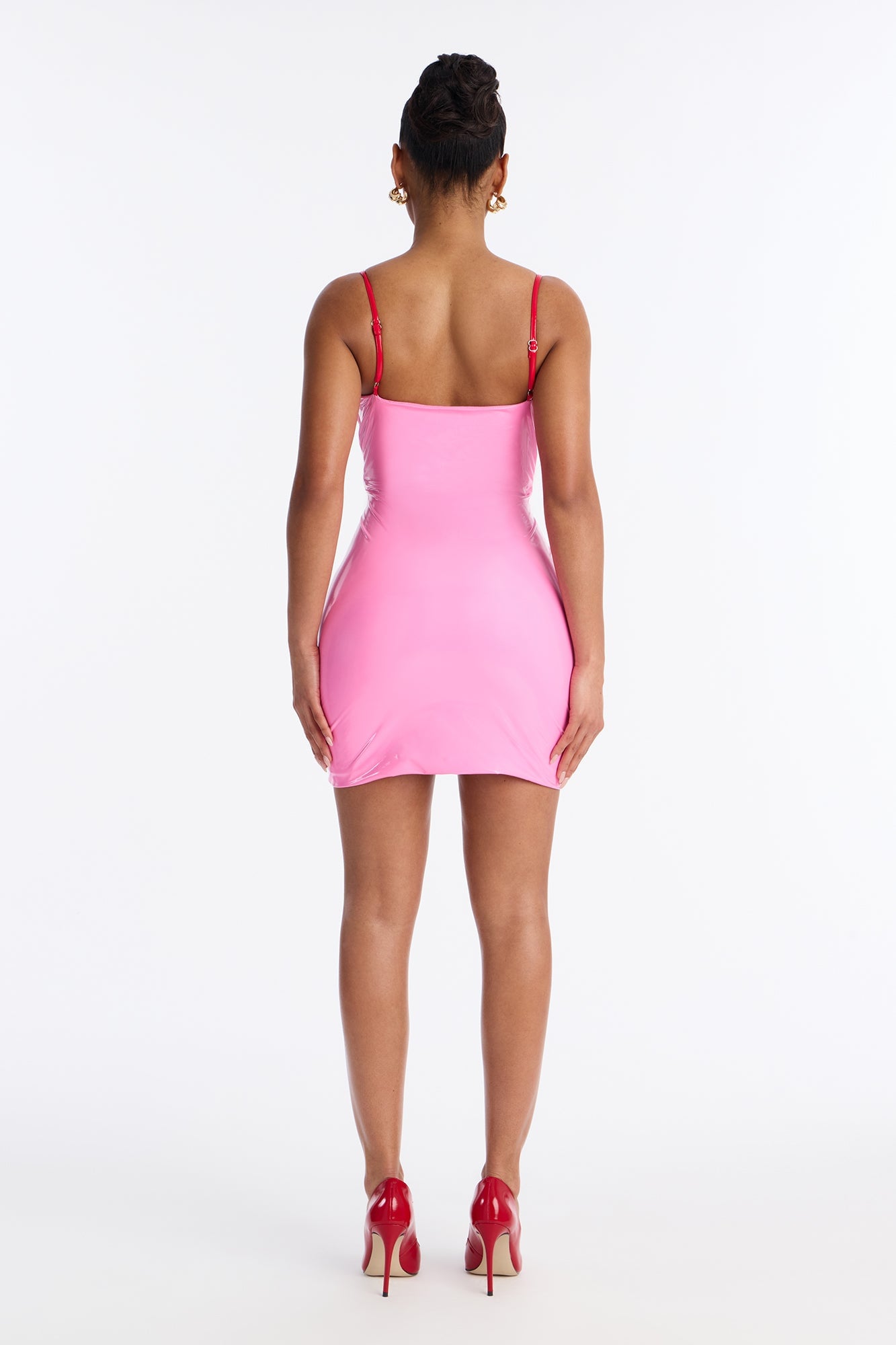 Hooked On Your Heart Latex Mini Dress - Pink image 8