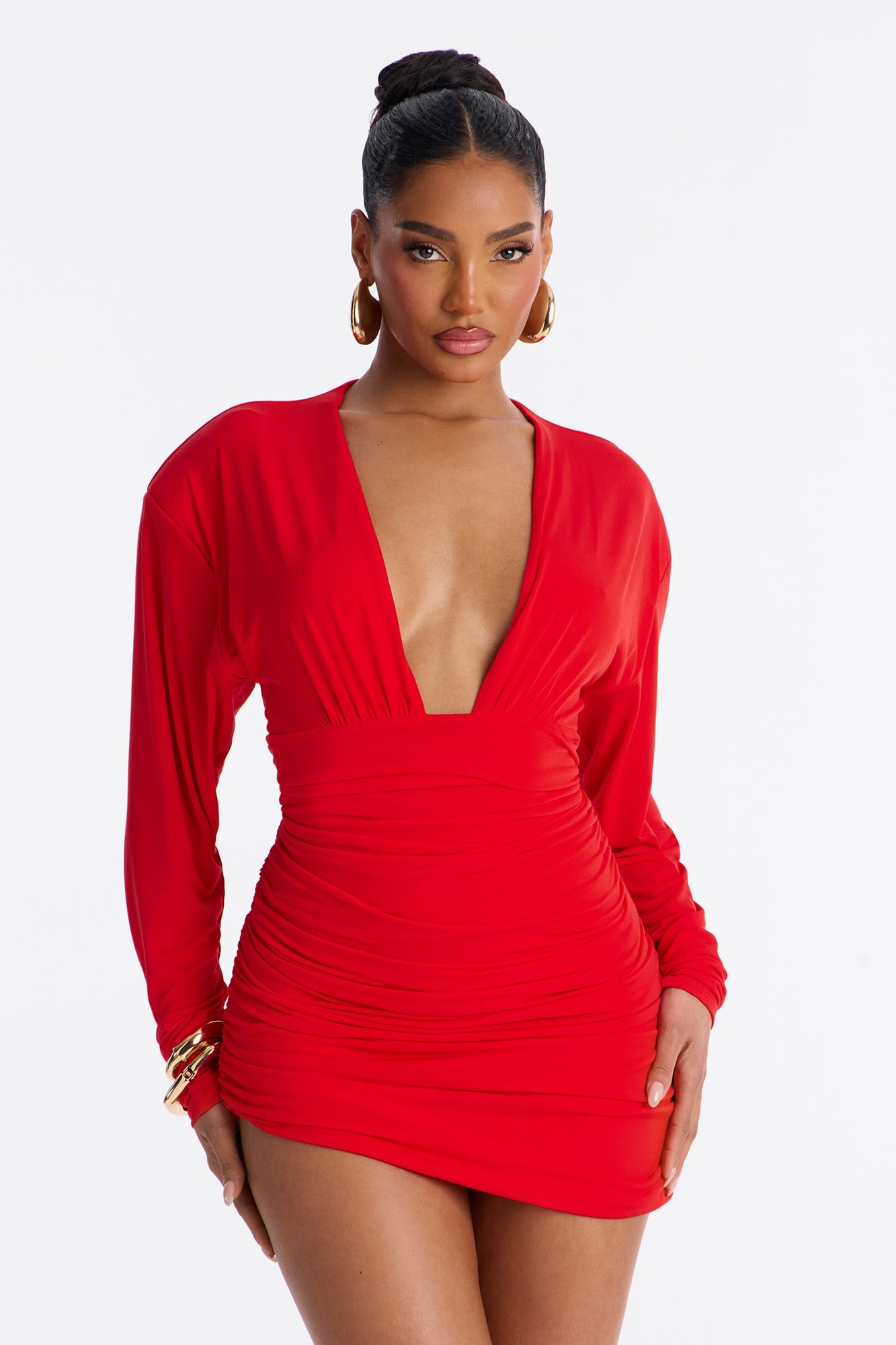 Pure Heart Long Sleeve Jersey Mini Dress - Red image 5