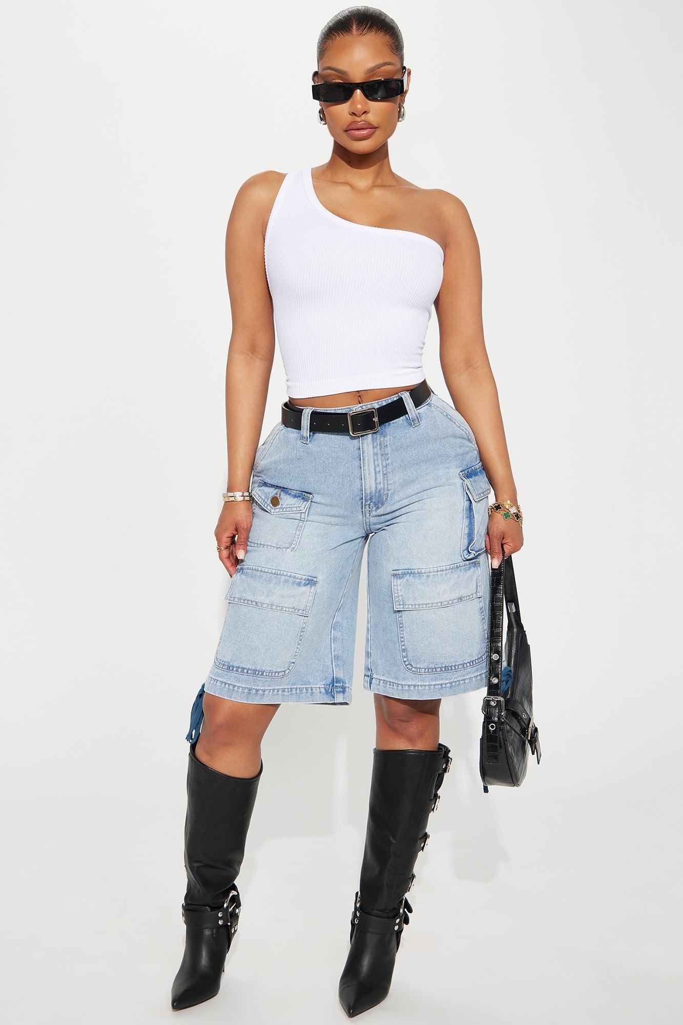 Amelia One Shoulder Seamless Top - White image 2
