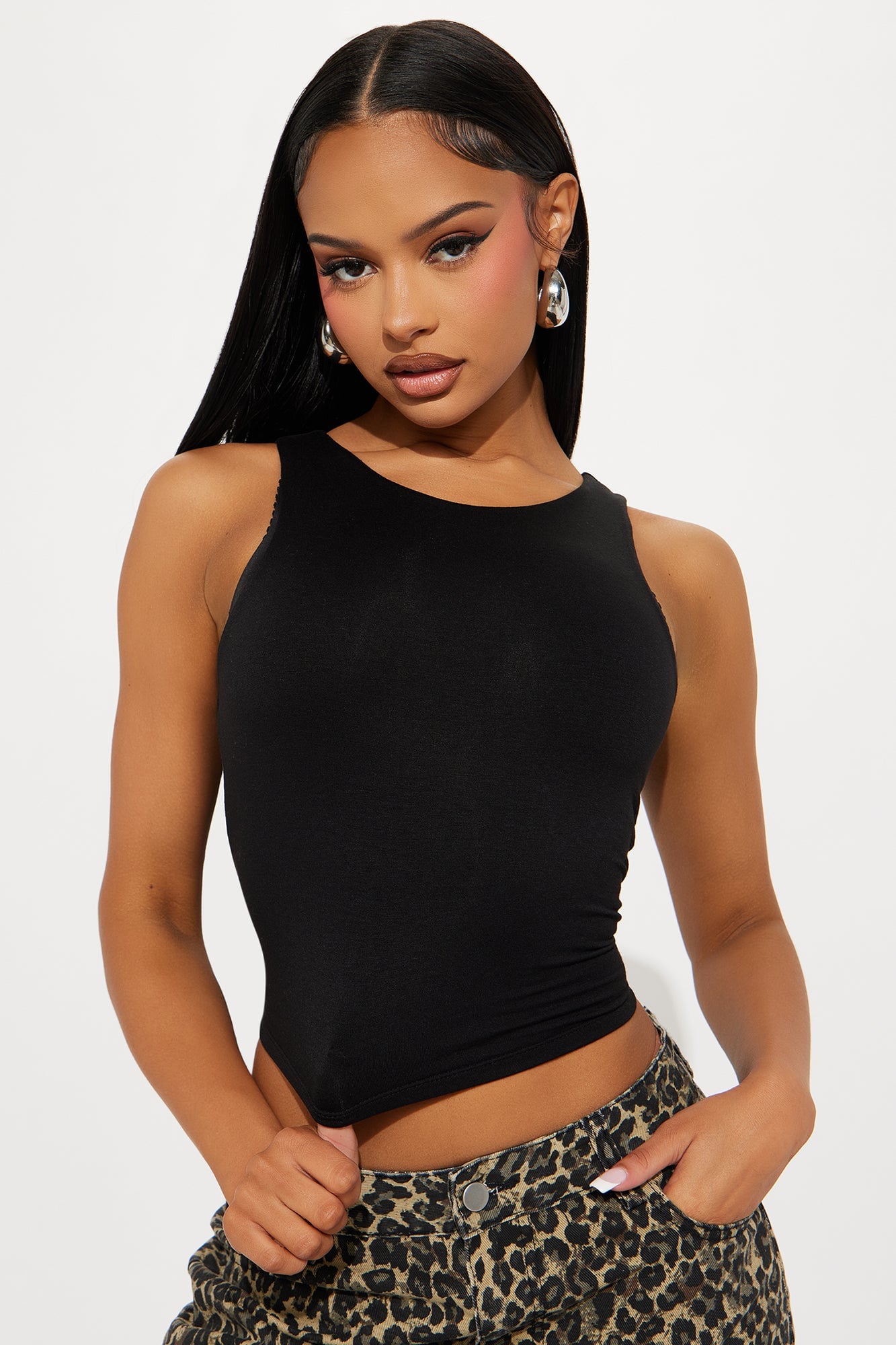 Amberly Double Lined Jersey Tank - Black image 4