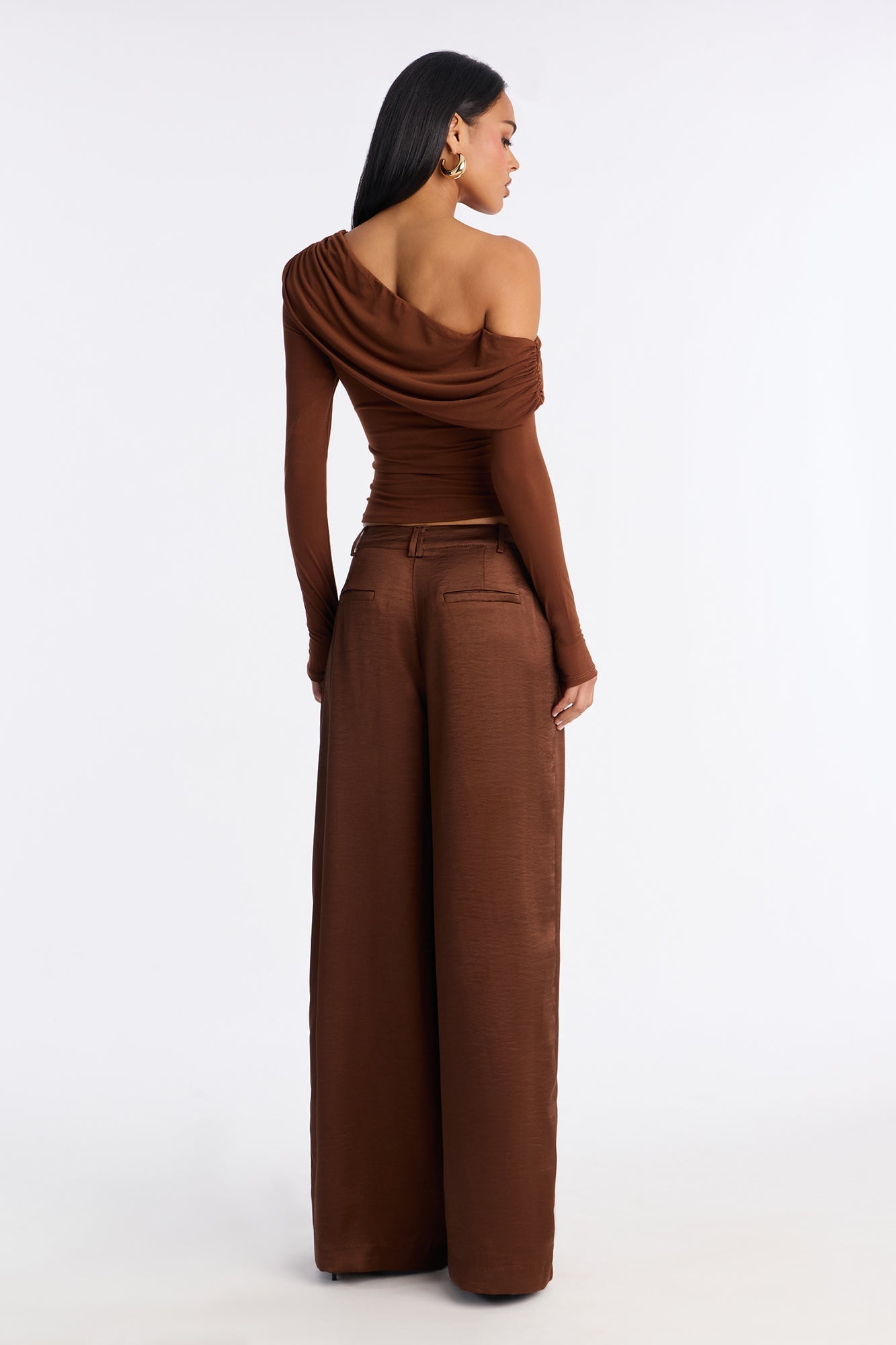 Subtle Sway Jersey One Shoulder Top - Brown image 8
