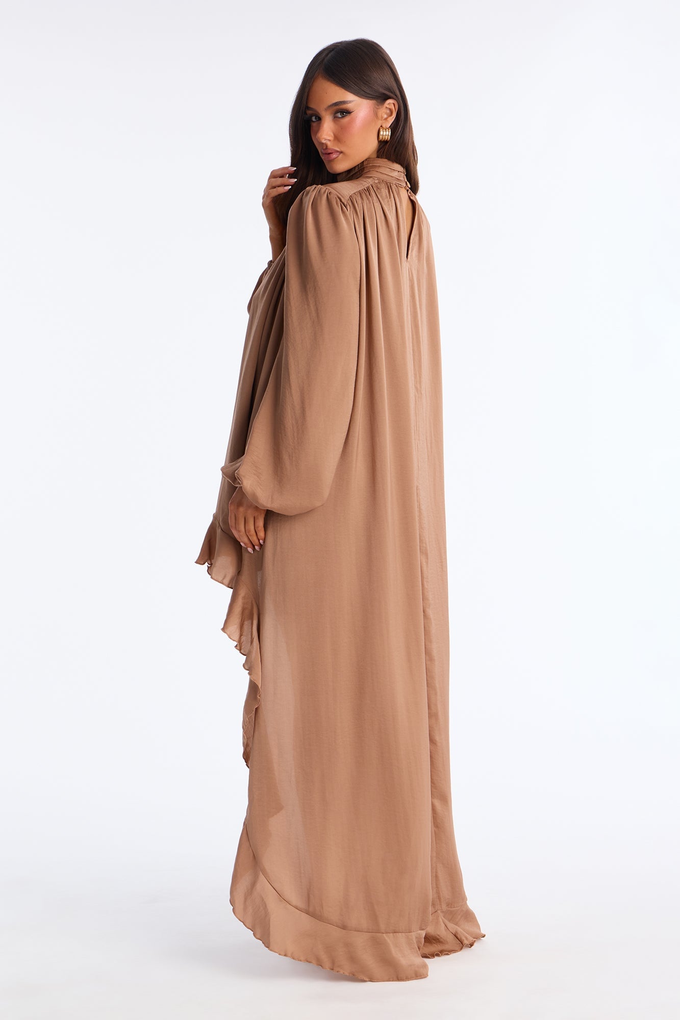 Giselle Long Sleeve Flowy Mini Dress - Mocha image 7