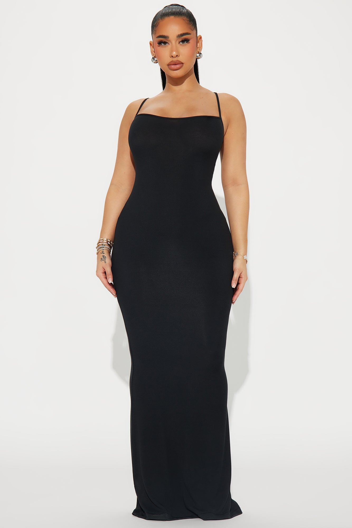 Madelyn Micro Ribbed Maxi Dress - Black image 4