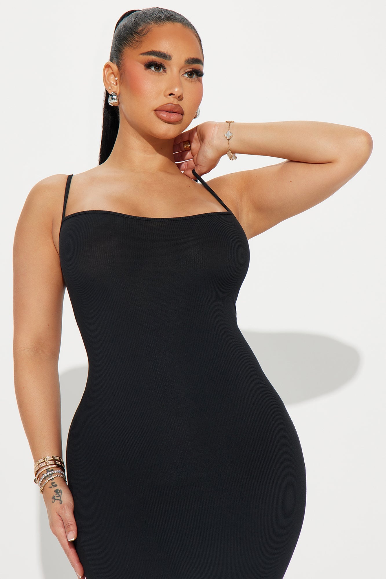 Madelyn Micro Ribbed Maxi Dress - Black image 5