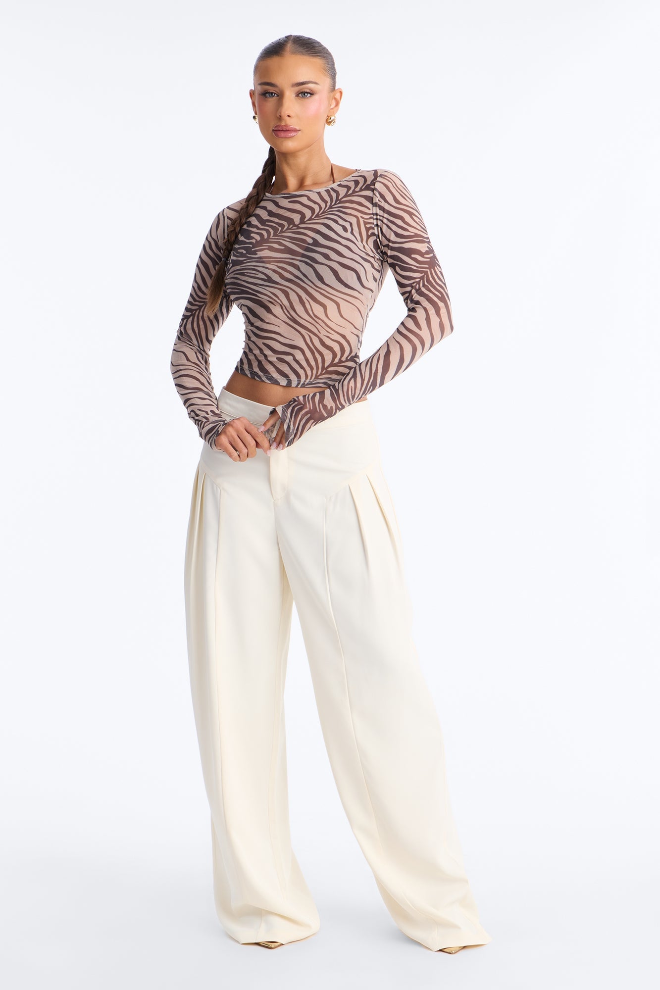 Luciane Pleated Trouser Pant 33″ - Ivory image 4
