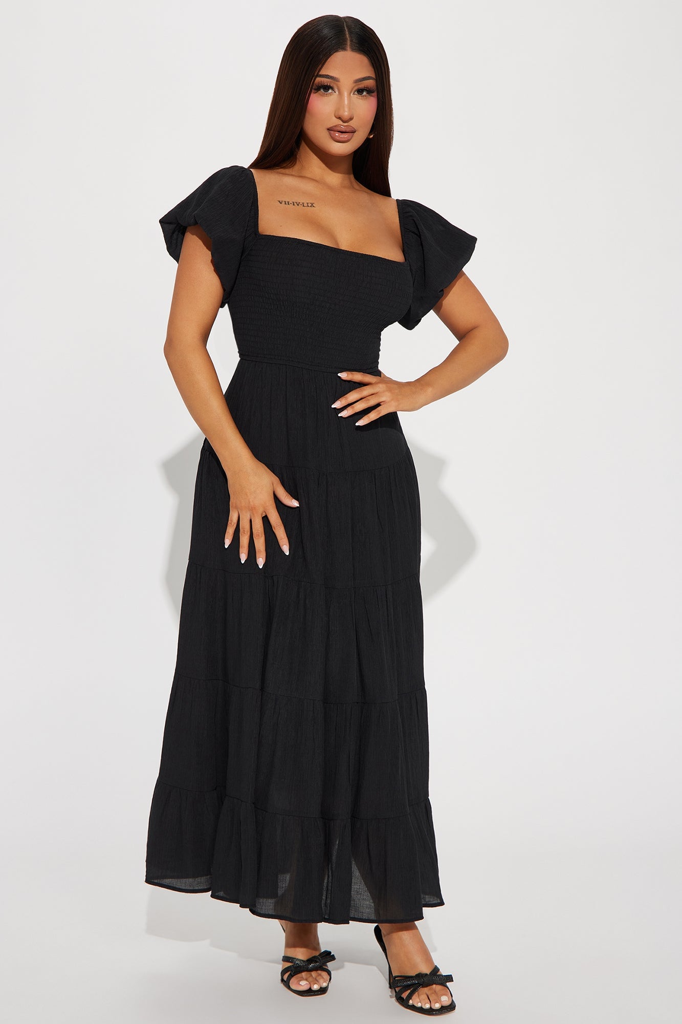 Georgia Ruffle Maxi Dress - Black image 4