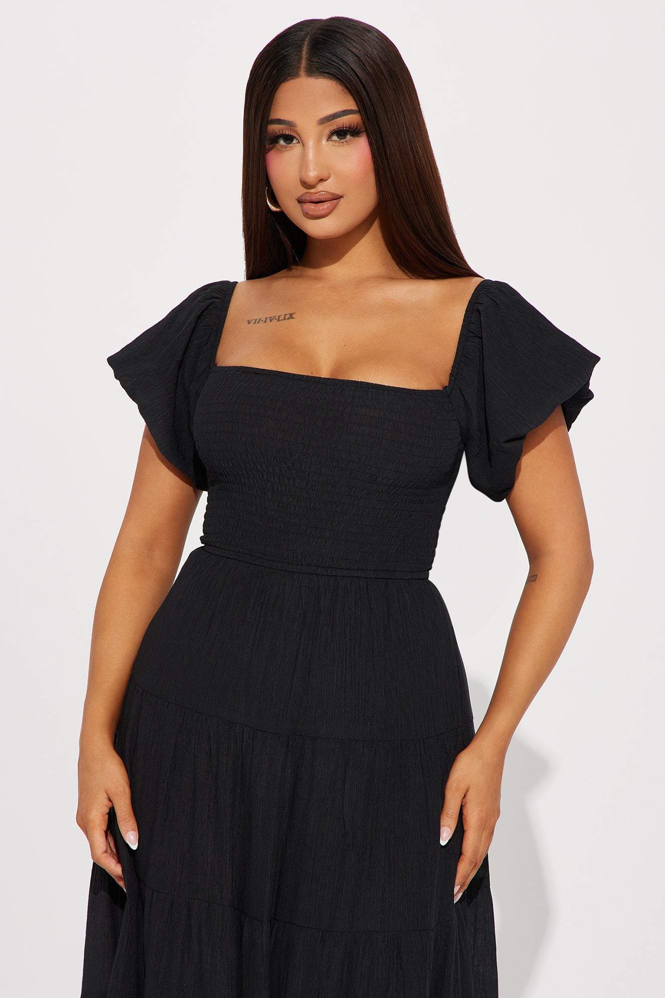 Georgia Ruffle Maxi Dress - Black image 5