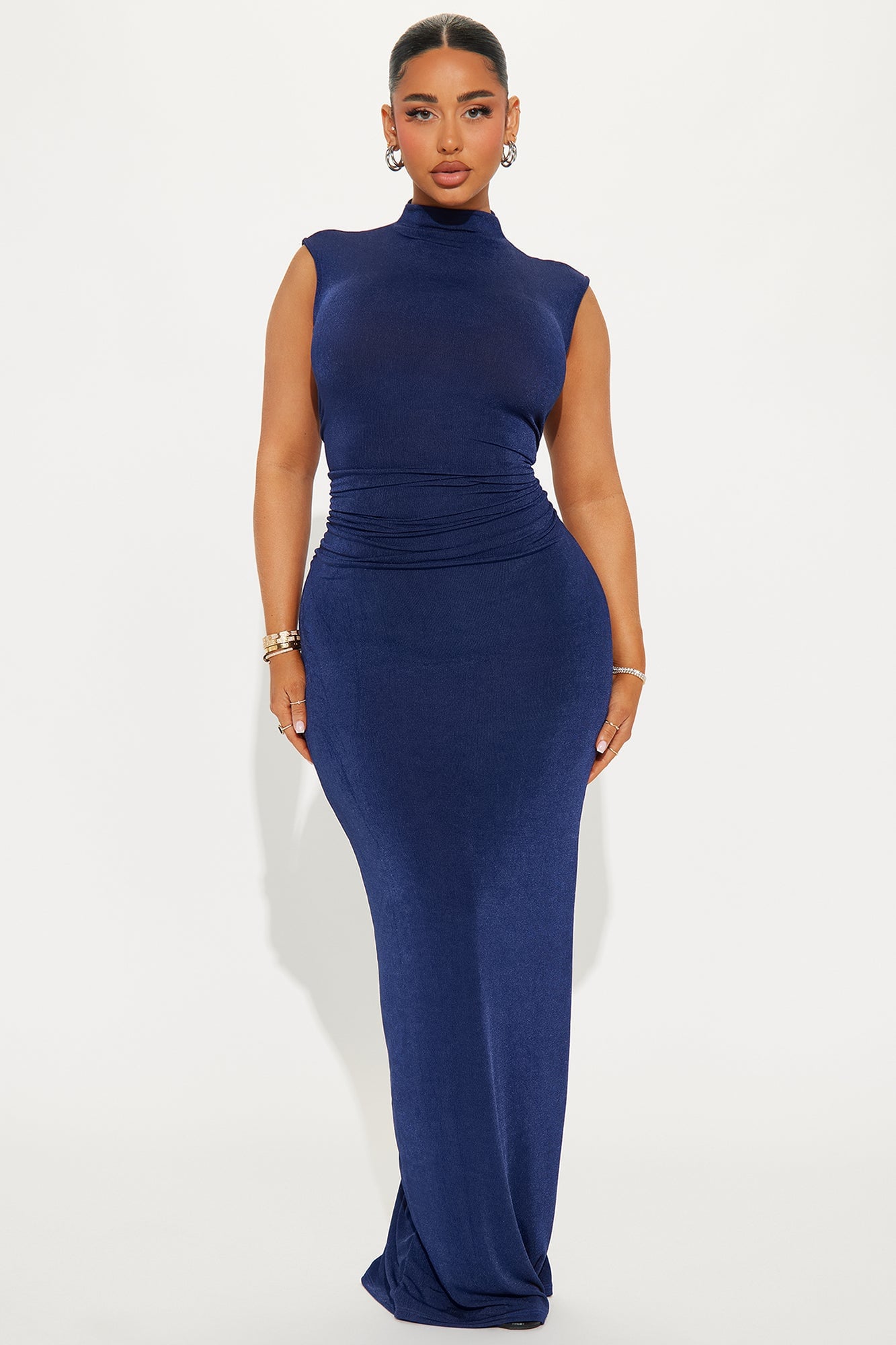 Ella Mock Neck Maxi Dress - Navy image 4