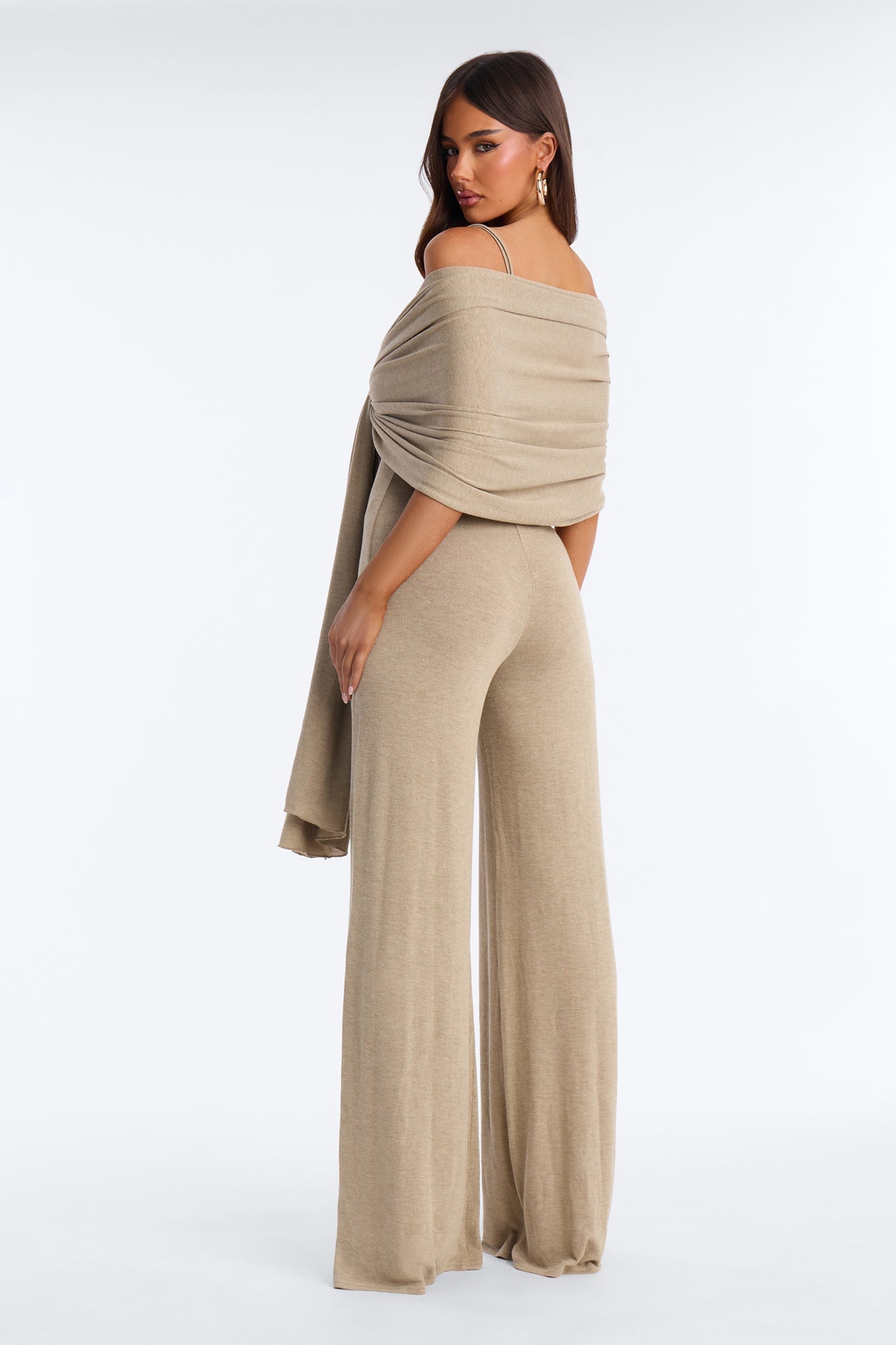 Harlowe 2 Piece Knit Wrap Jumpsuit Set - Olive image 8